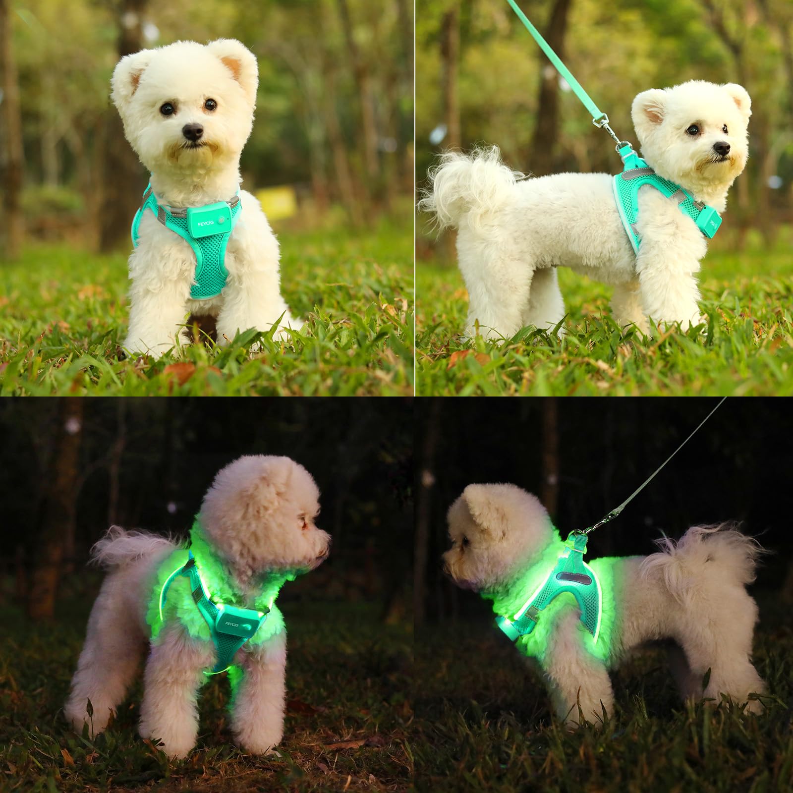 Light Up Dog Harness,Rechargeable Led Dog Harness For Small Medium Large Dogs,Reflective Lighted Safety Vest For Night Walking &