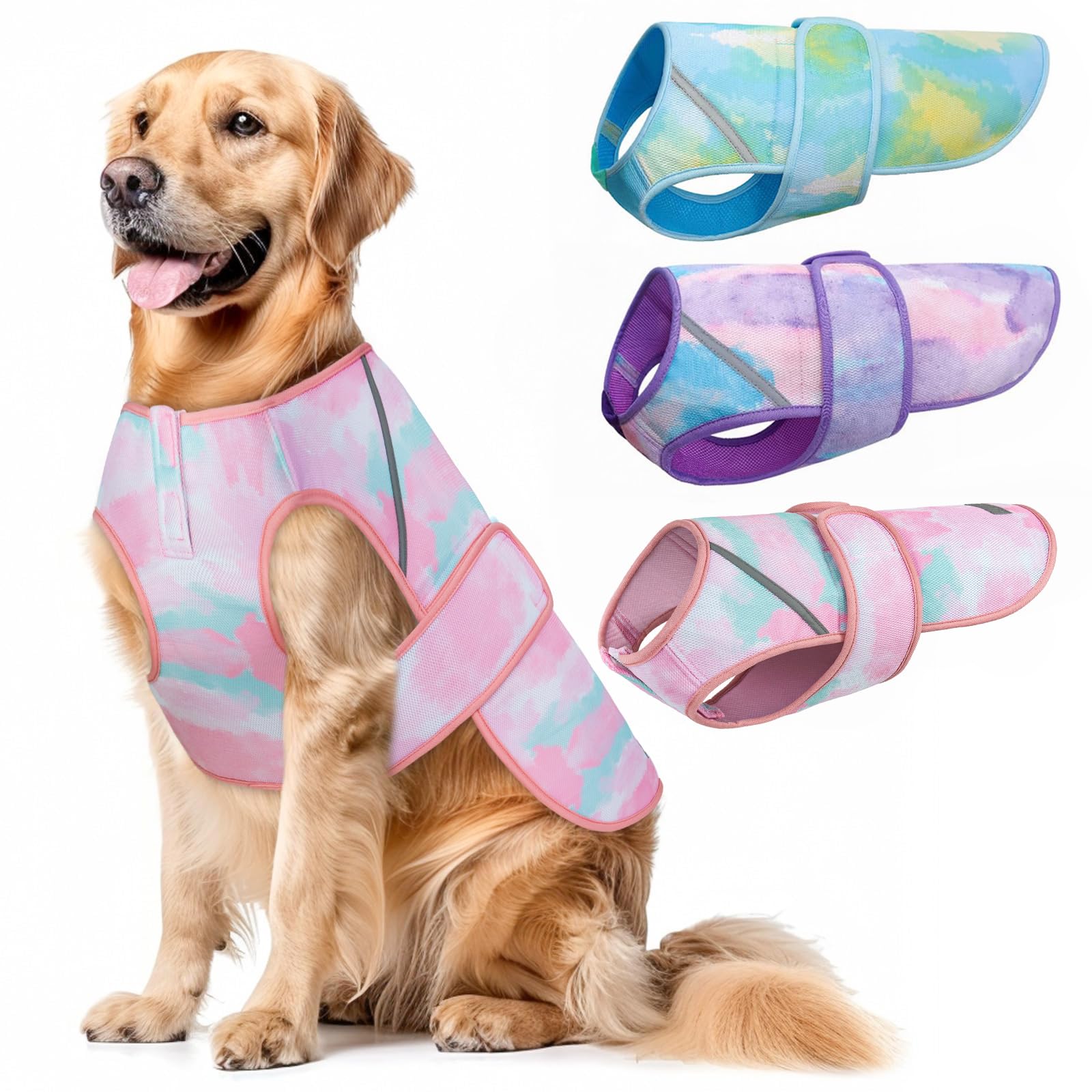Kyeese Dog Cooling Vest For Large Dogs Lightweight Dog Cooler Jacket 3D Breathable Mesh Pet Cooling Shirts With Reflective Strip
