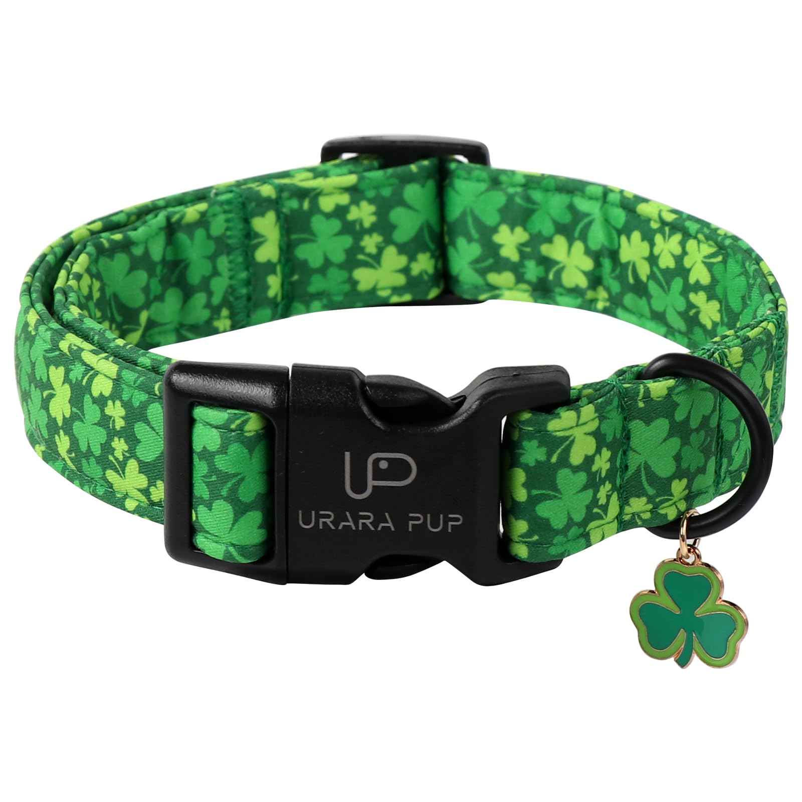 Up Urara Pup St. Patrick'S Dog Collar, Lucky Clover Pet Collar With Quick Release, Comfortable Adjustable Shamrock Puppy Collar 