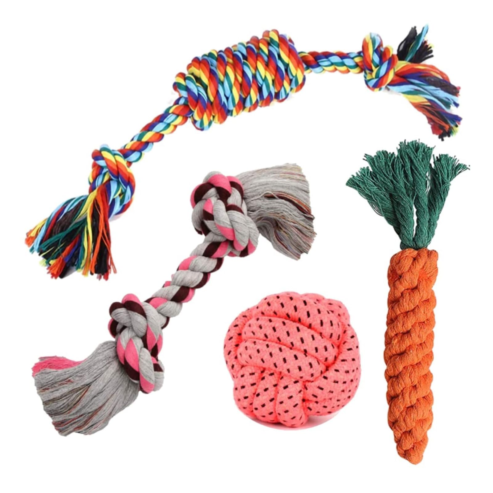 Kittupet Rope Dog Toys 4Piece Set, Puppies Teething Chew And To Cleaning Teeth During Playtime, Dog Chew And Tug Of War, From F
