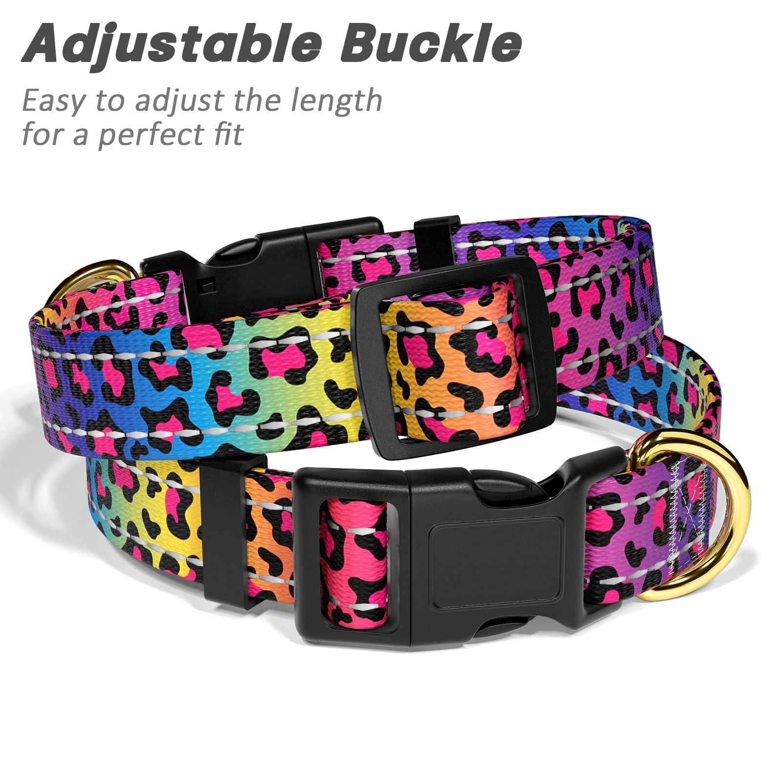 Tmoodel Reflective Dog Collar For Extra Small Dogs Cats, Cute Leopard Style Adjustable Heavy-Duty Nylon Puppy Collar For Boy And