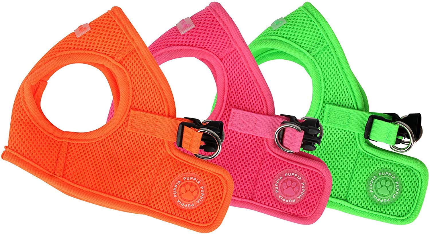 Puppia Neon Soft Vest Harness Step-in No Choke No Pull Walking Training for Small and Medium Dog, Green, Small