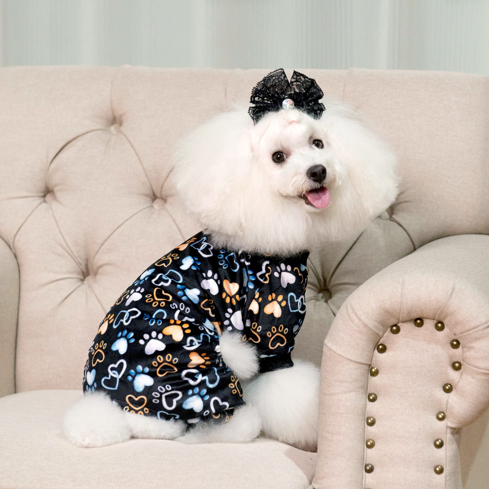 Cutebone Footprints Of Love Dog Pajamas Soft Puppy Pjs For Small Dogs P220M