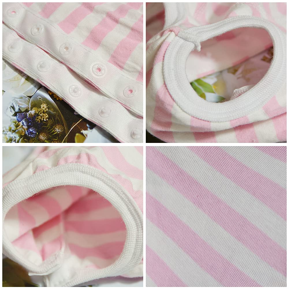 Dogs Recovery Suit Post Surgery Shirt For Female Male Dog, E-Collar Alternative Wound Protective Clothes (Pink White Stripe-2Xl)