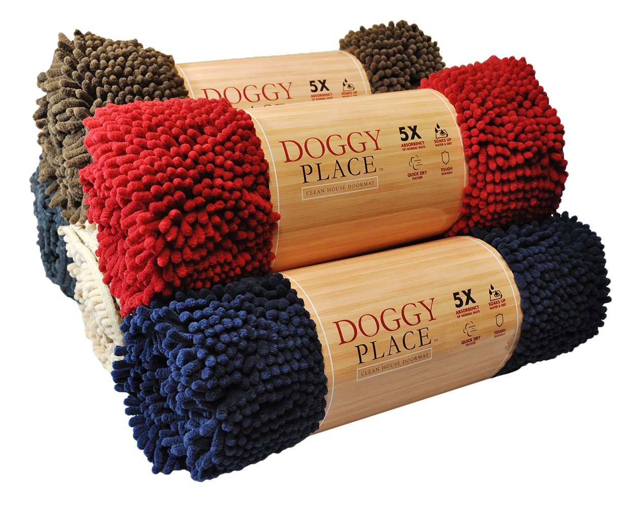My Doggy Place Microfiber Dog Mat for Muddy Paws, 36 x 26 Red - Absorbent and Quick-Drying Dog Paw Cleaning Mat, Washer and Drye