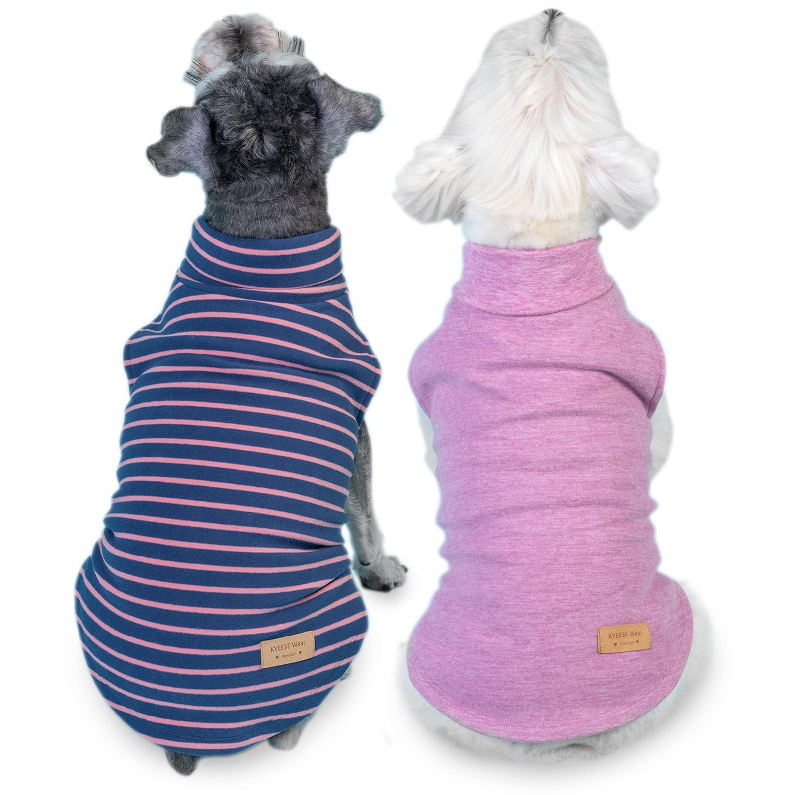 Kyeese 2Pack Dog Coat Turtleneck Stretchy Dog Sweater Super Soft Dog Cold Weather Coat For Small Dogs In Sleeveless Design, Purple,M