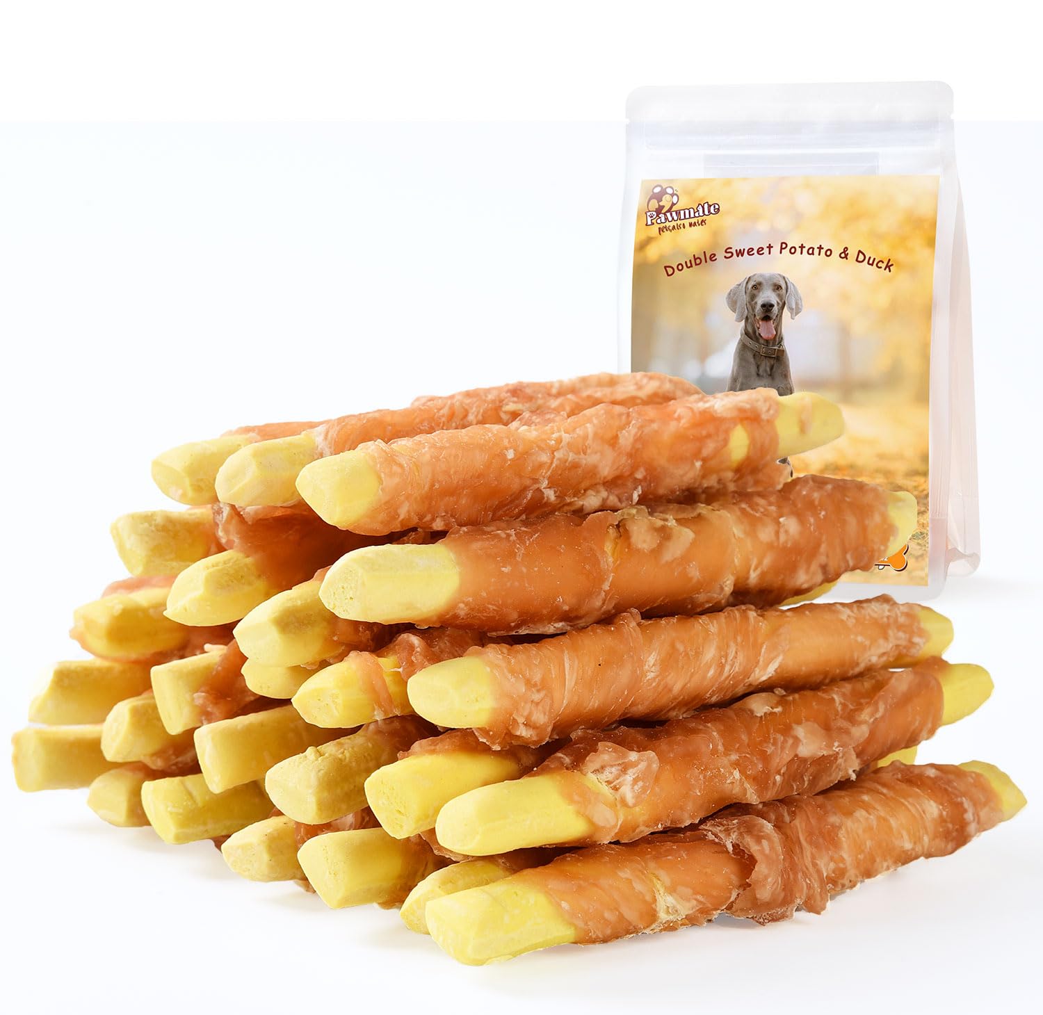 Pawmate Dog Treats Pumpkin Biscuits Chicken Wrapped, Healthy Chewy Snacks High Fiber Low Fat, Training Reward Treats for Small M