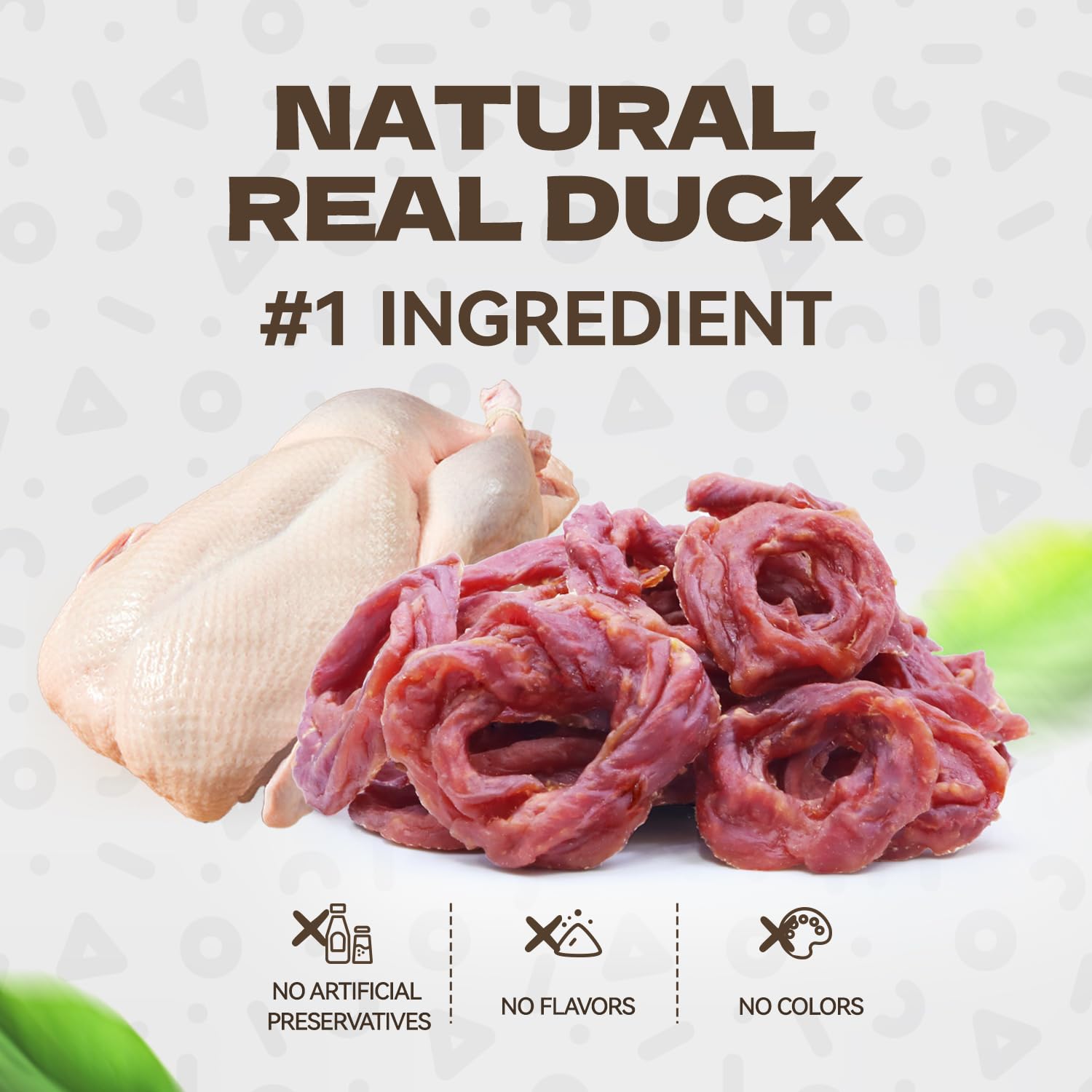KUADELRO Duck Rings Dog Treats - Natural Duck Breast Jerky, Rawhide-Free Soft Chews, 10.58oz for Small to Large Breeds