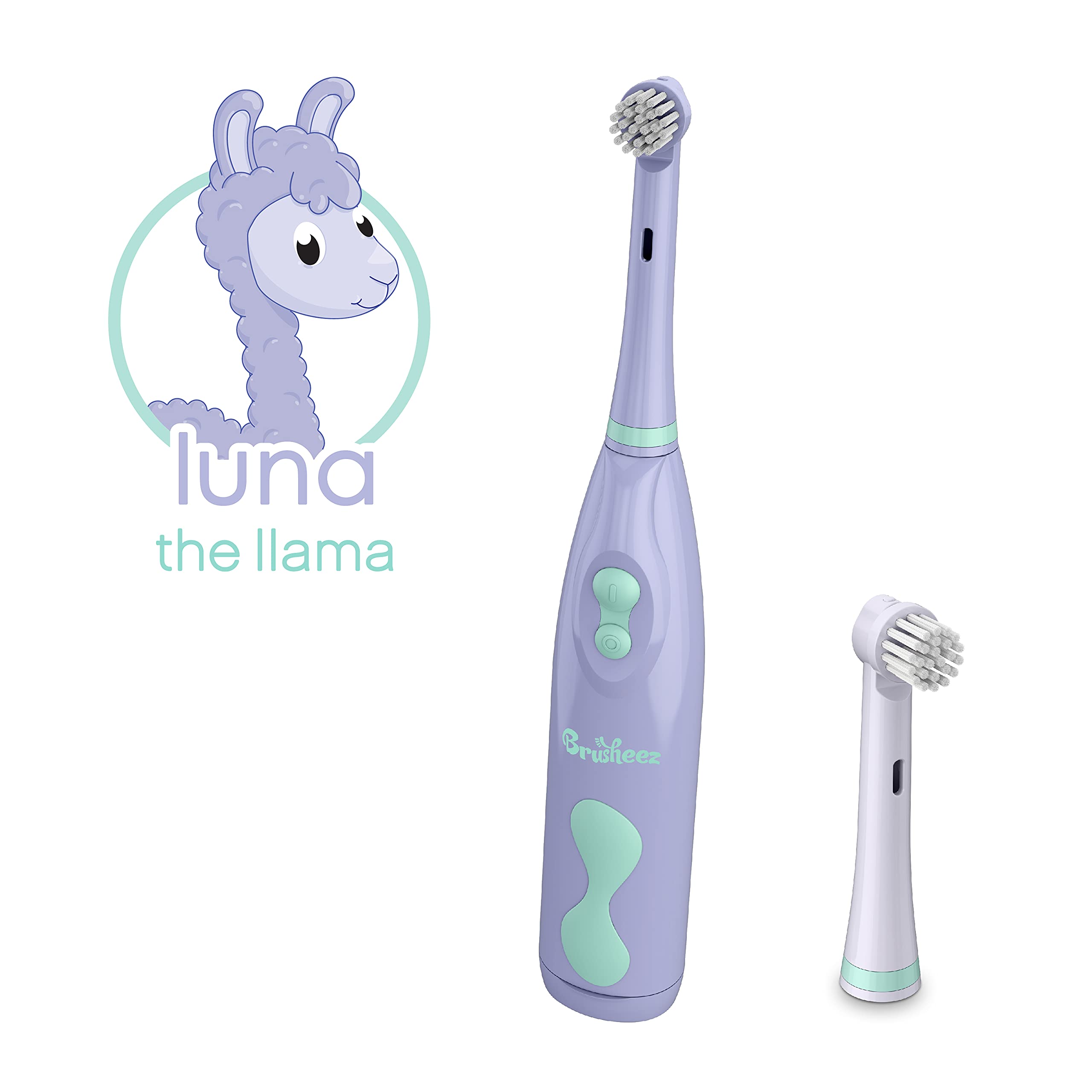 Brusheeza Electronic Toothbrush Replacement Brush Heads 2 Pack (Luna The Llama)