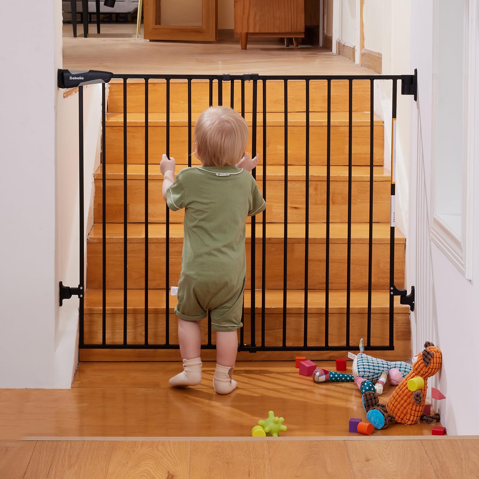 Babelio 34' Extra Tall Baby/Dog Gate With No Threshold Design Walk Thru Door, 26-43' Auto Close Safety Gate For Babies, Elders And Pets, Fits Doorways, Stairs, And Entryways, Black
