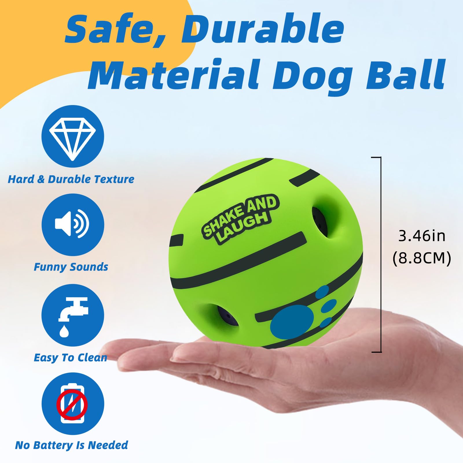 Shake And Laugh Dog Toys Ball, Interactive Dog Ball, Shaking With Gibbering Sound, For Training & Herding, M, 3.46 In (8.8 Cm)