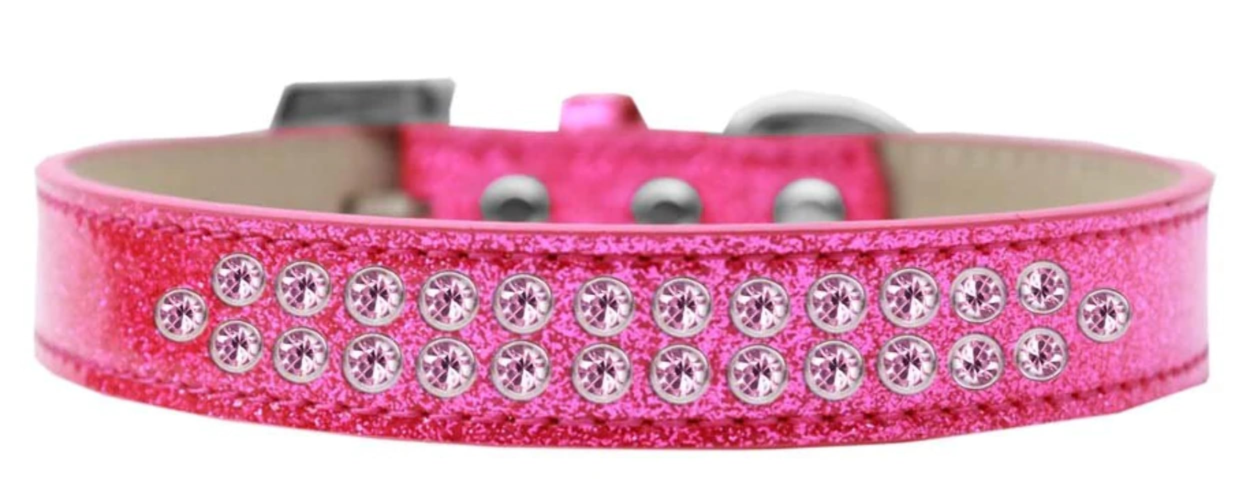 Dog, Puppy & Pet Ice Cream Collar, Two Row Light Pink Crystal Rimsets Red 20