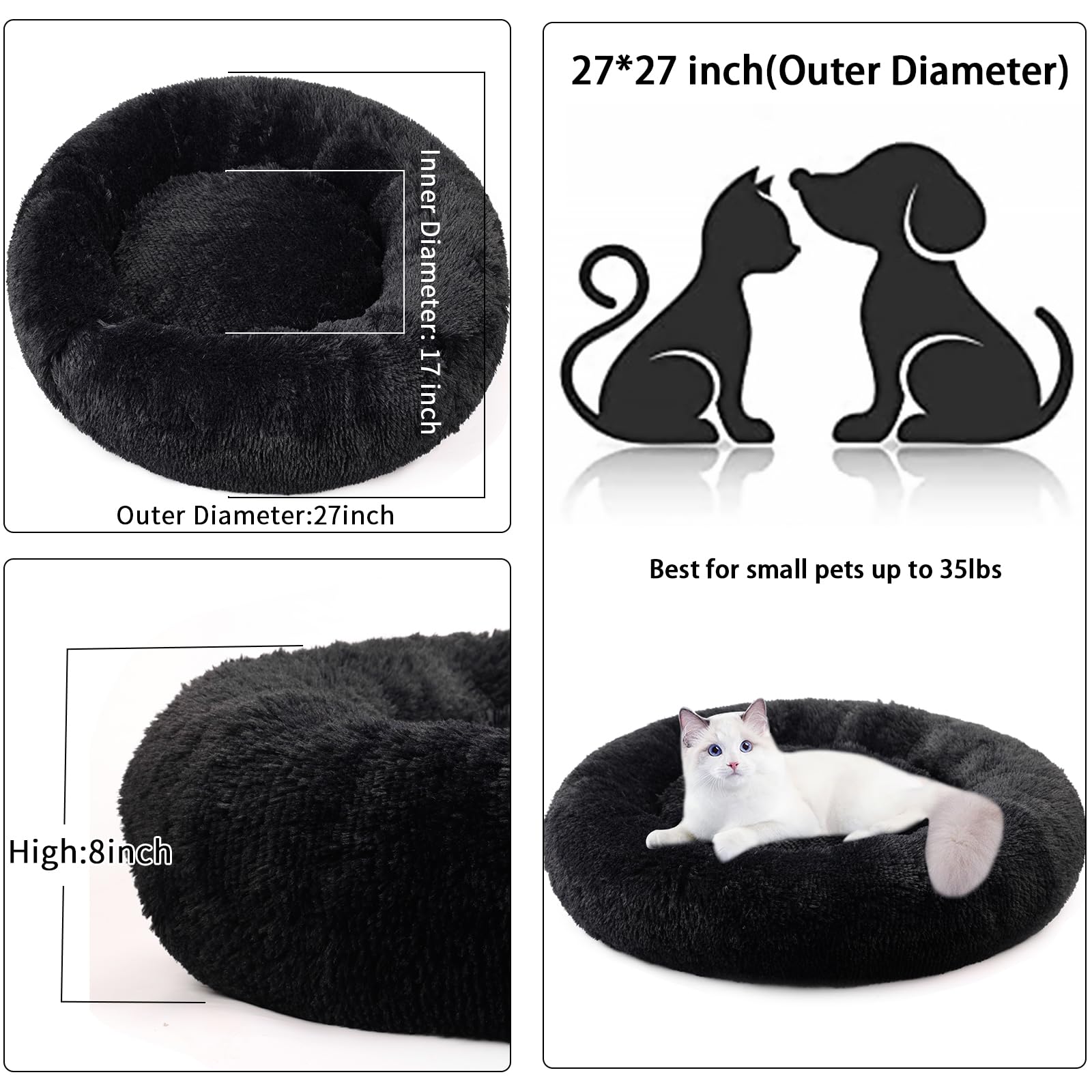 Nisrada Dog Bed For Small Medium Large Dogs, 27 Inch Calming Dogs Bed, Washable-Round Cozy Soft Pet Bed For Puppy And Kitten With Slip-Resistant Bottom