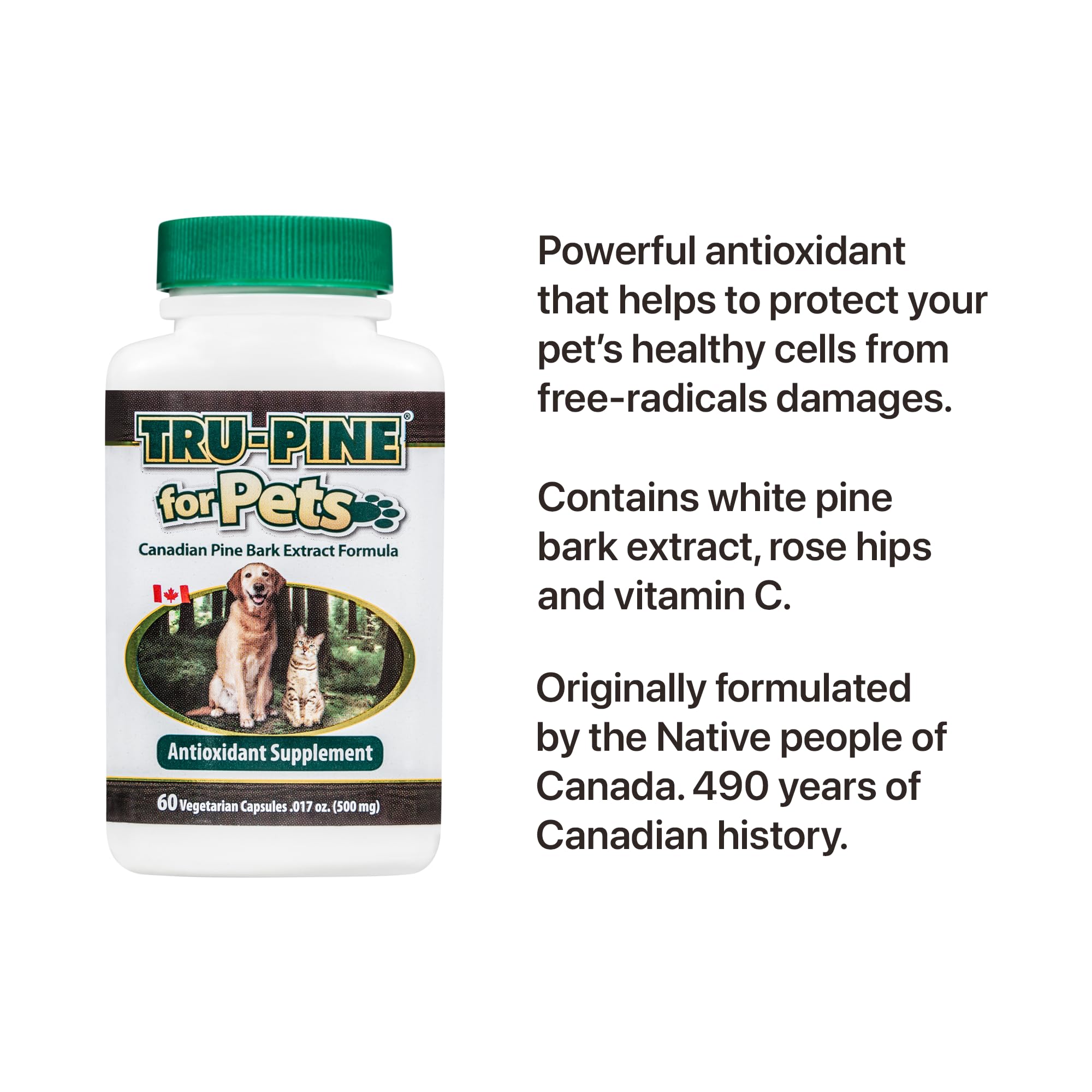 Essiac Tru-Pine for Pets - 60 Capsules - Natural Health Supplement for Dogs and Cats
