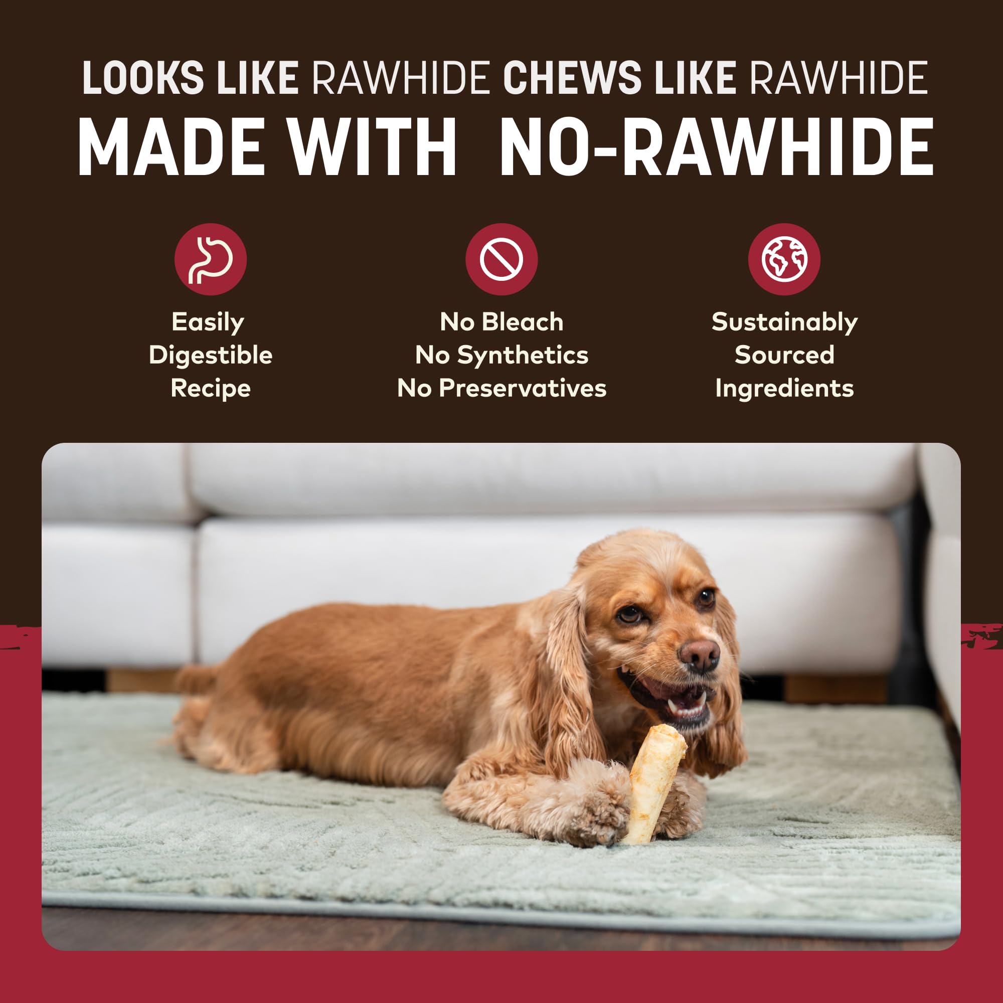 Earth Animal No Hide Small Long Lasting Dog Chew Rolls, Beef - 2 Count