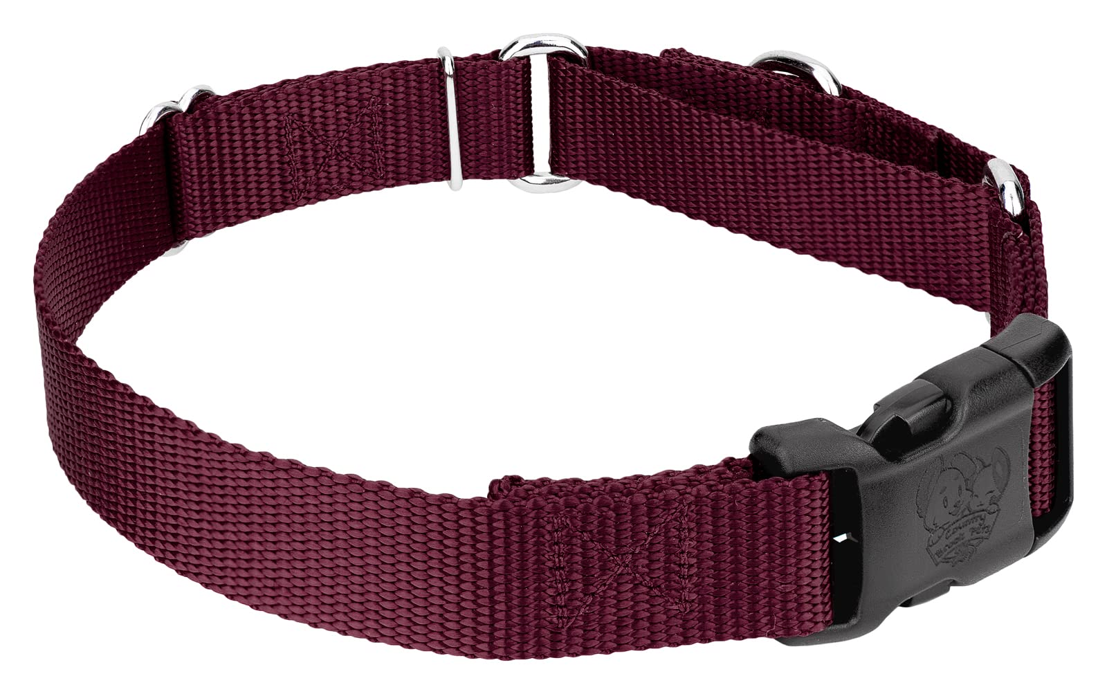 Country Brook Petz - Made In The Usa - Durable Nylon Martingale With Deluxe Buckle - 30+ Vibrant Color Options (Burgundy, 3/4 Inch, Small)