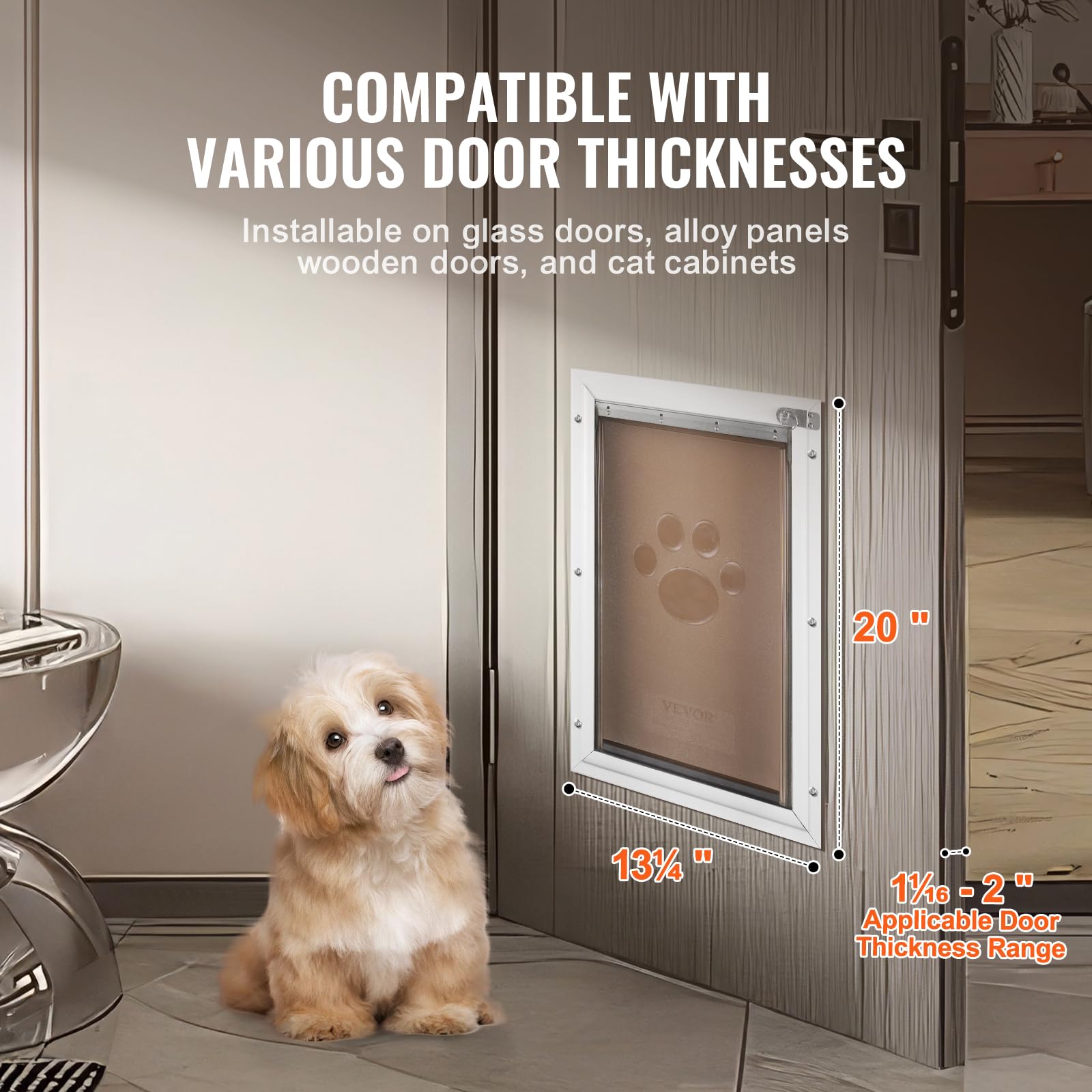 VEVOR Pet Door for Interior and Exterior Doors, Aluminum Frame, Metal Closing Panel and Lock, Strong and Durable Dog Door, Pet D