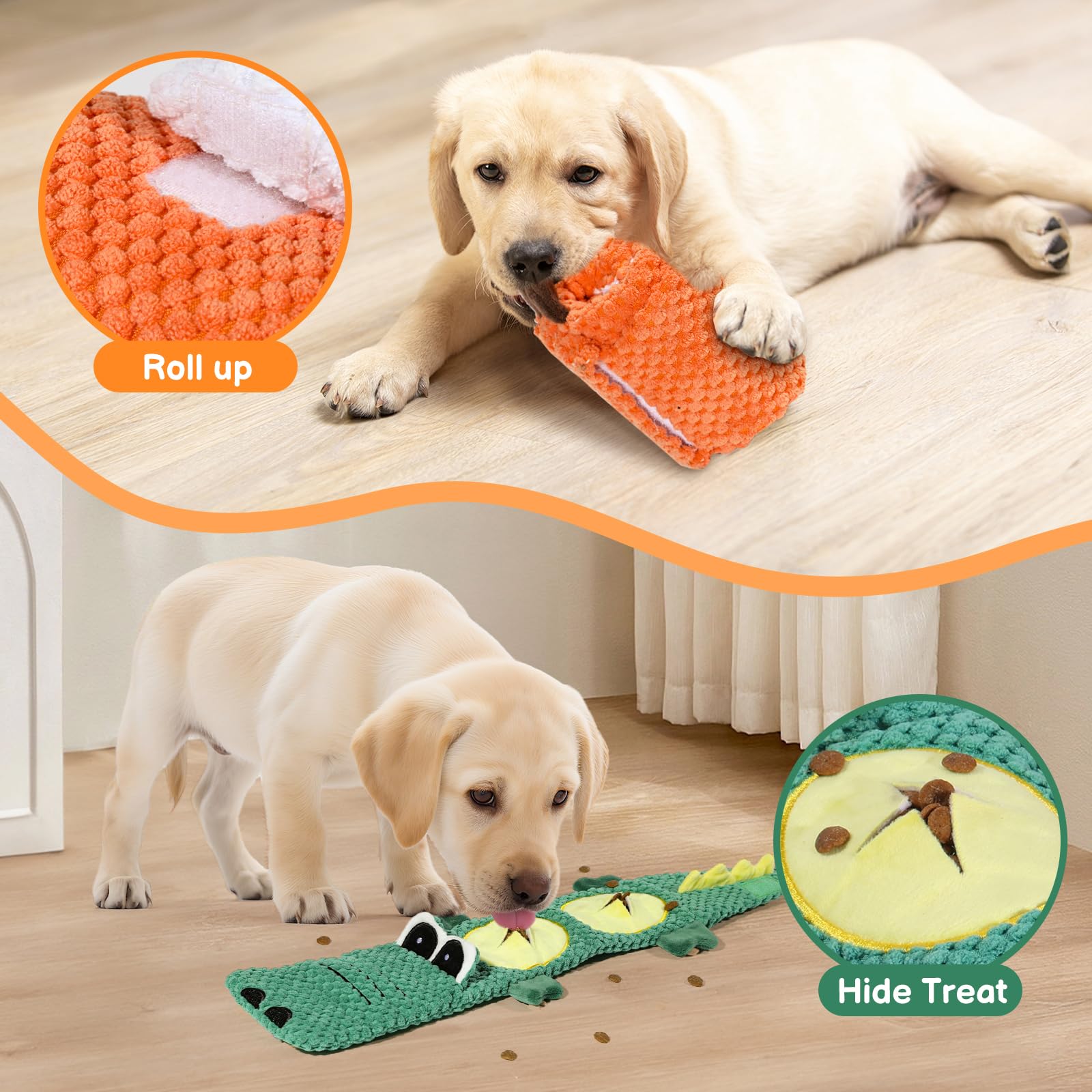 QWYXZZ 2 Pack Dog Toys for Aggressive Chewers - Interactive Dog Toys, Interactive Puppy Dog Chew Toys with Squeaker & No Stuffin