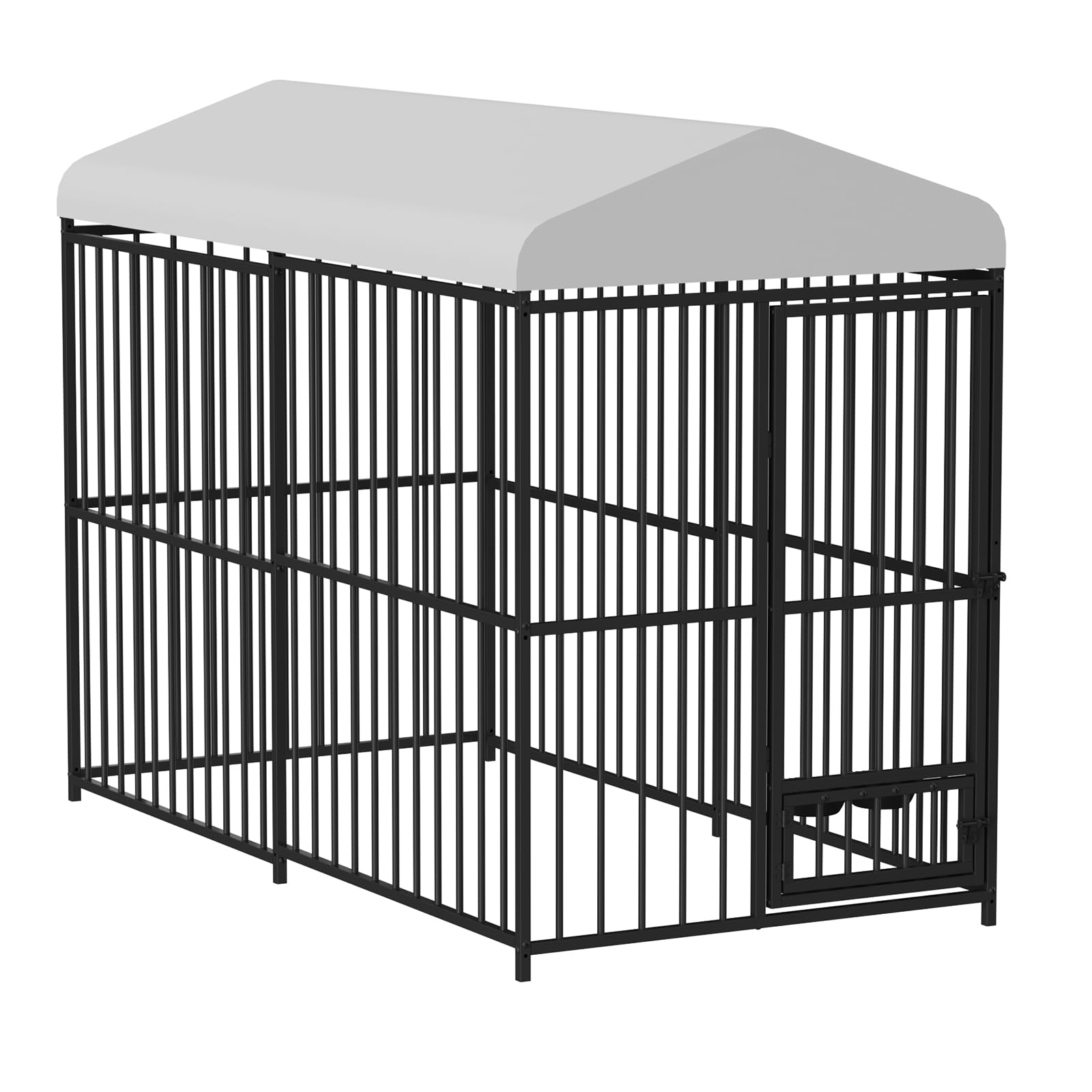 GarveeHome 8  4  6FT Large Heavy Duty Outdoor Dog Kennel, Weatherproof Metal Dog Cage with Lock, Rotating Stainless Steel Feedin