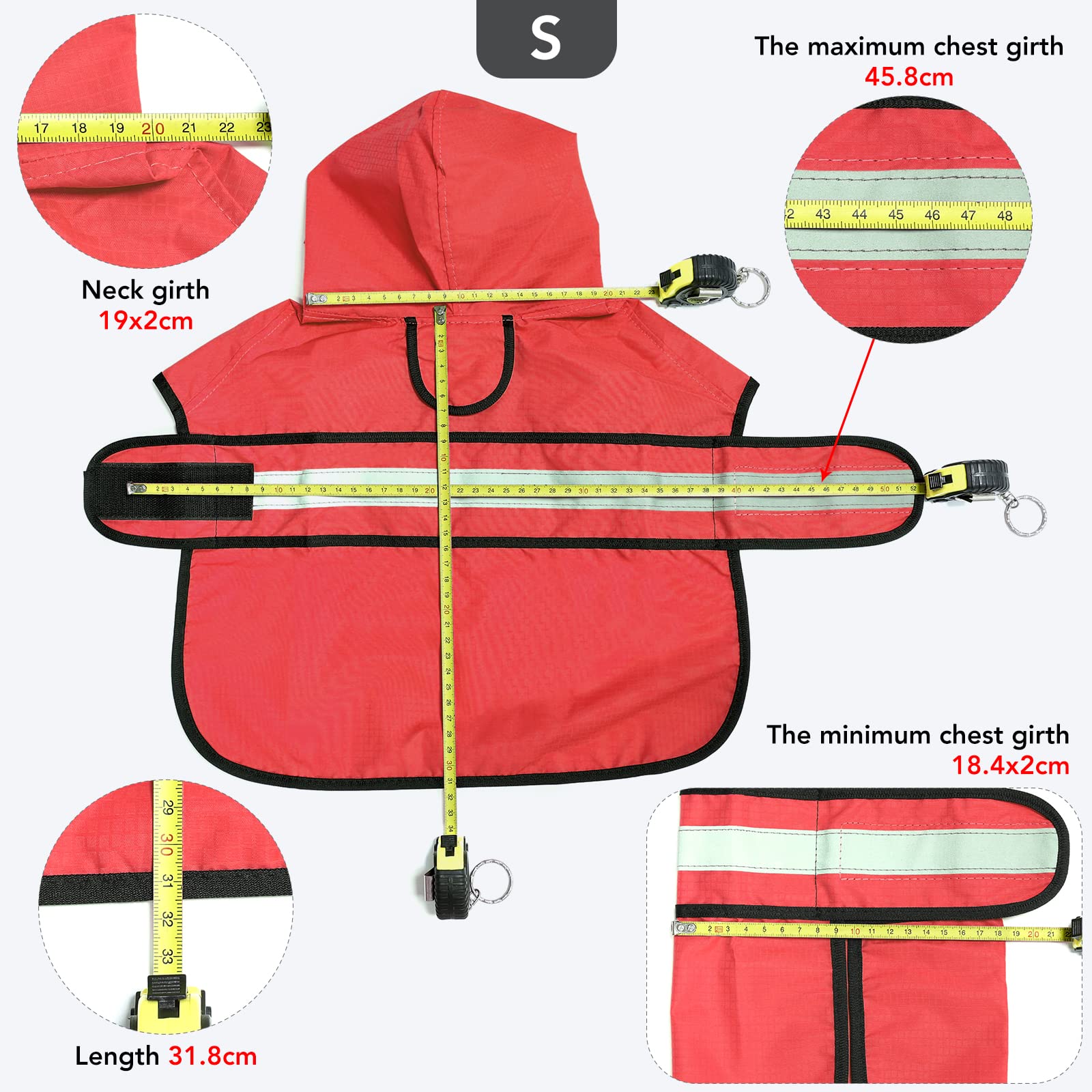 Ezierfy Reflective Dog Raincoats - Adjustable Waterproof Pet Rain Coat Jacket, Lightweight Dog Hooded Rain Slicker Poncho For Small To X- Large Dogs And Puppies (Red, Small)