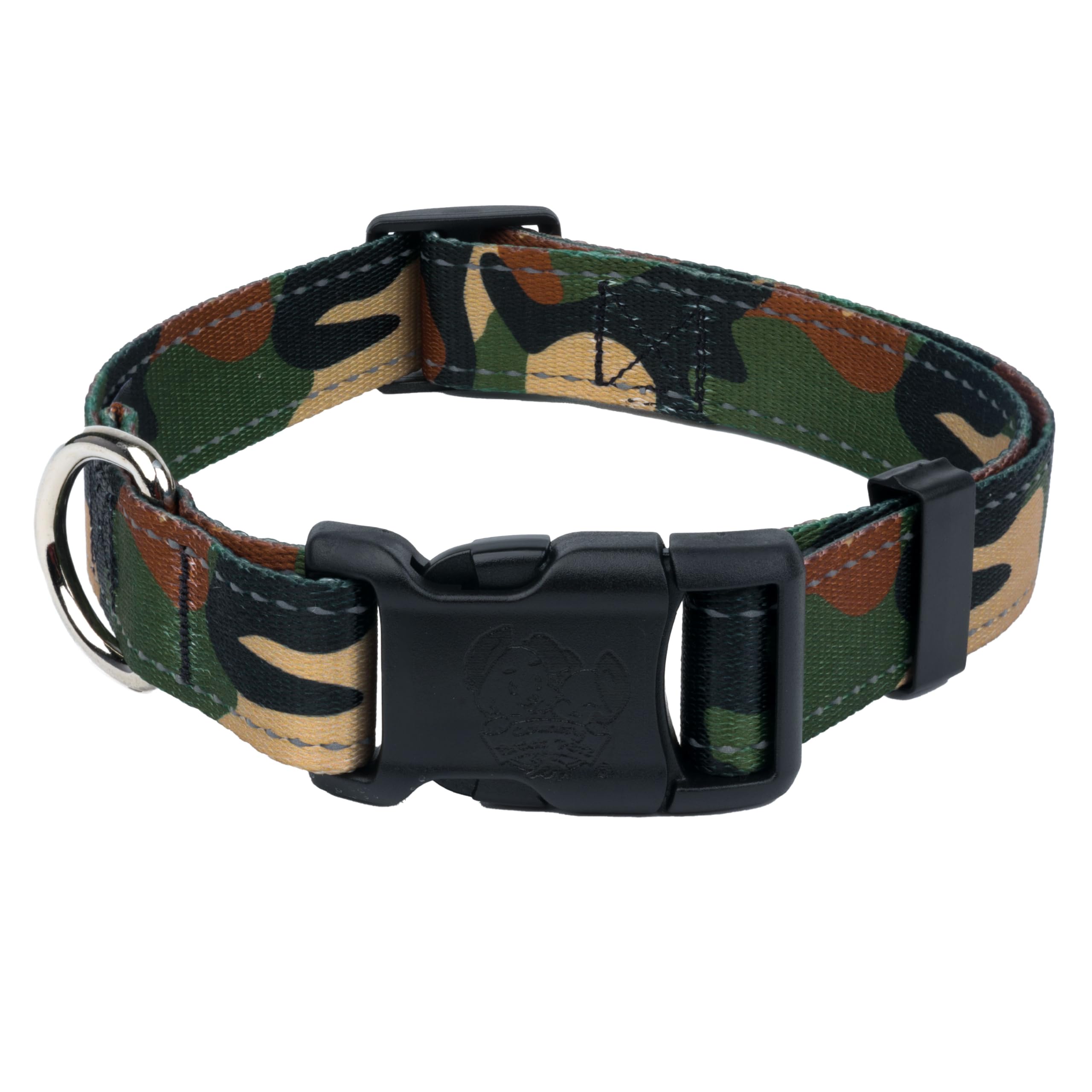 Country Brook Petz - Deluxe Woodland Camo Hd Reflective Dog Collar - Made In The U.S.A. With 11 Night Safe Designs (5/8 Inch, Sm