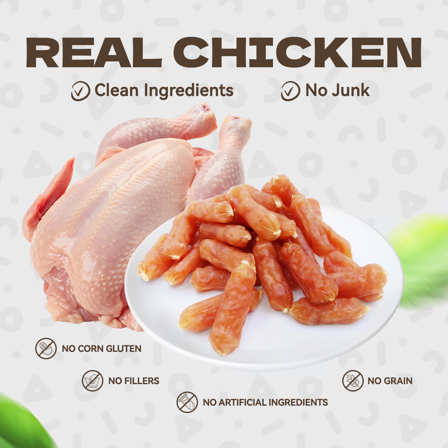 KUADELRO Chicken Sausage Dog Treats - High Protein Jerky Chews for Dogs, 10.58oz, Perfect for Senior Small Medium Large Breeds