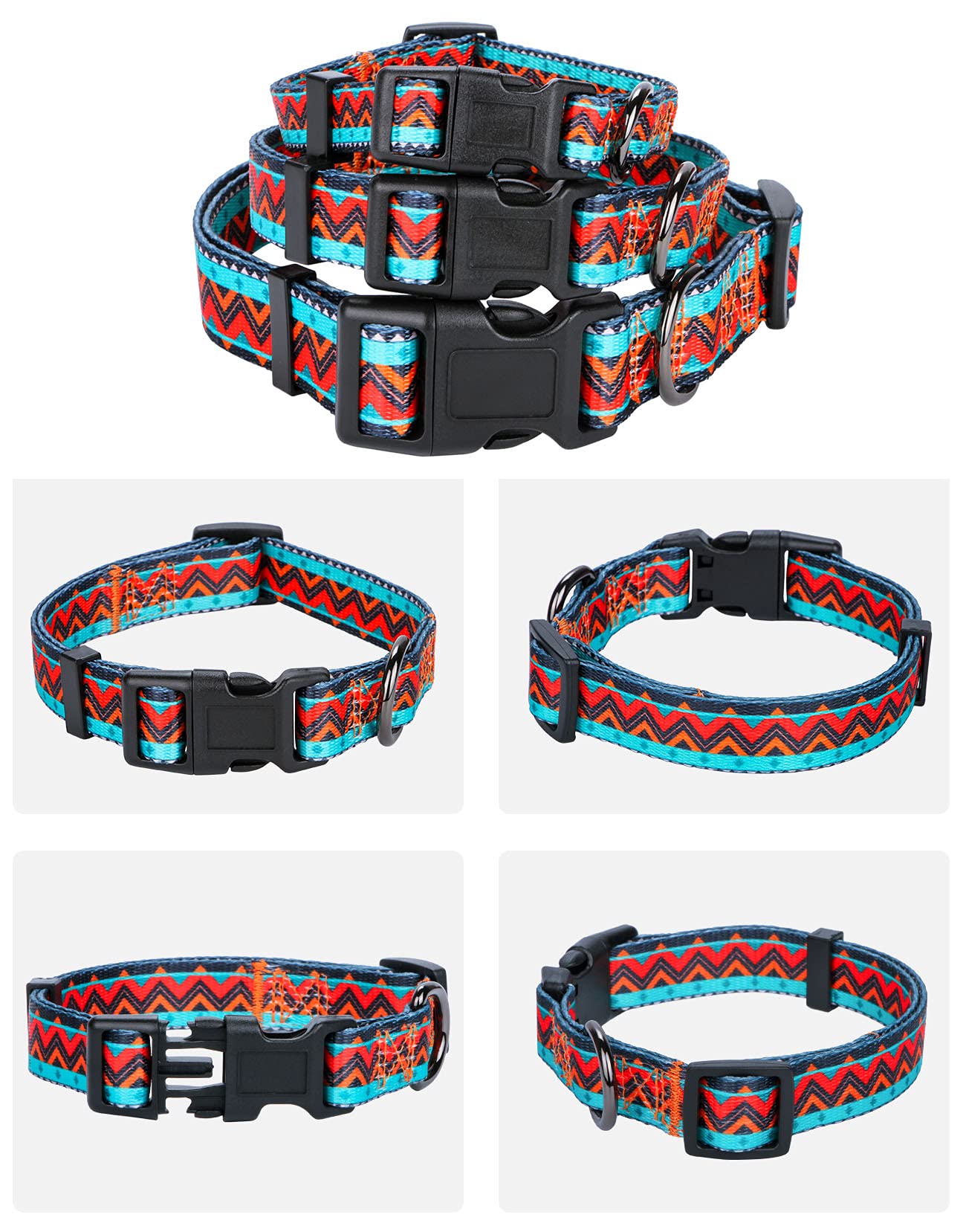 Rhea Rose Tribal Dog Collar Aztec Pattern Adjustable Collars Medium Geometric