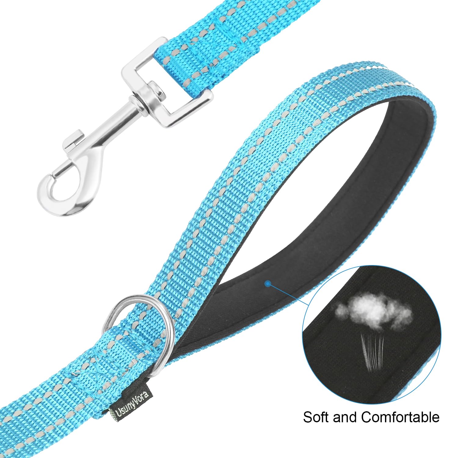 Usunyvora Reflective Nylon Dog Leash For Walking,Strong Dog Leash With Padded Handle For Small And Medium Dogs,4 Ft,Sky Blue