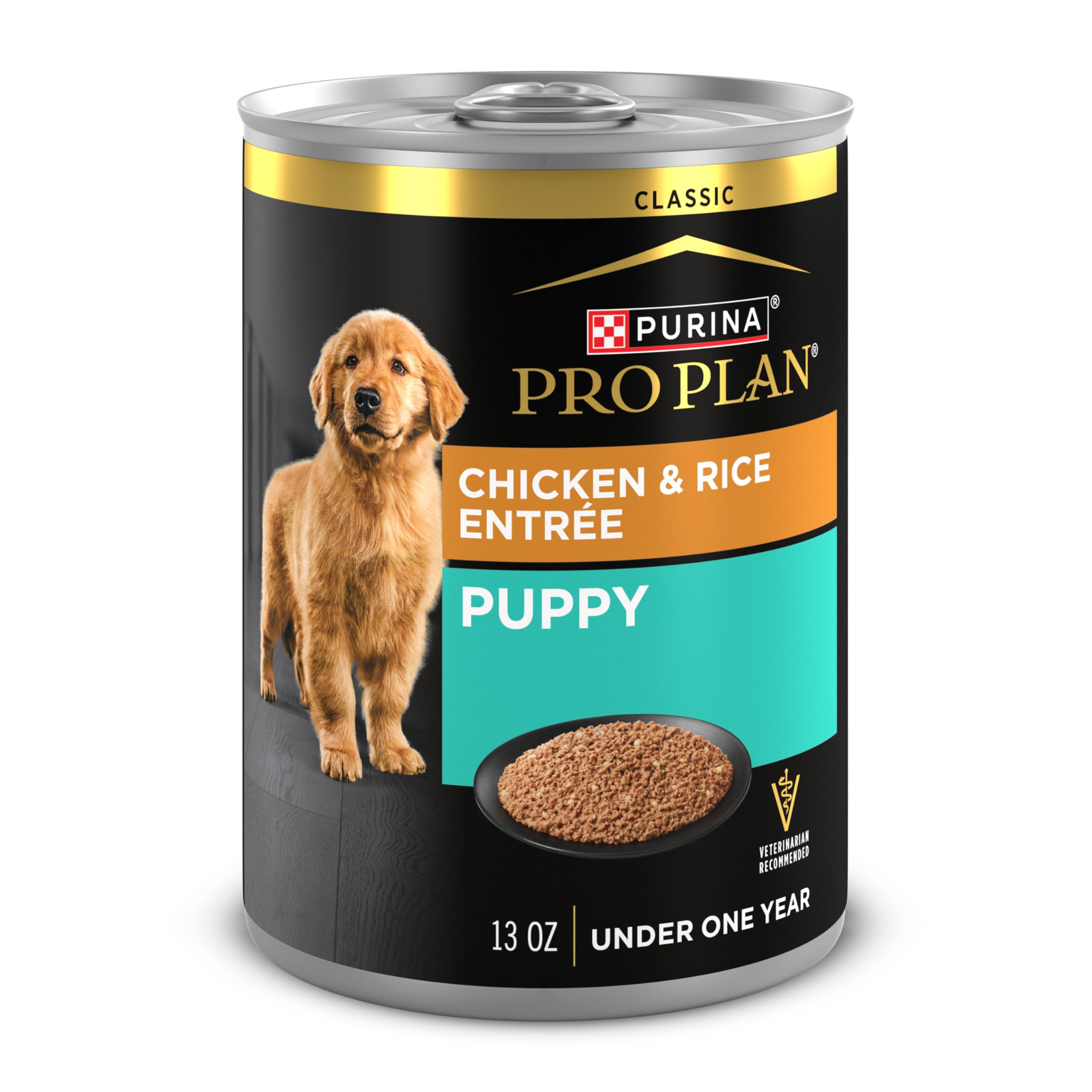 Purina Pro Plan Wet Puppy Food Pate, Wet Food Classic Chicken and Rice Entr  e - (Pack of 12) 13 oz. Cans
