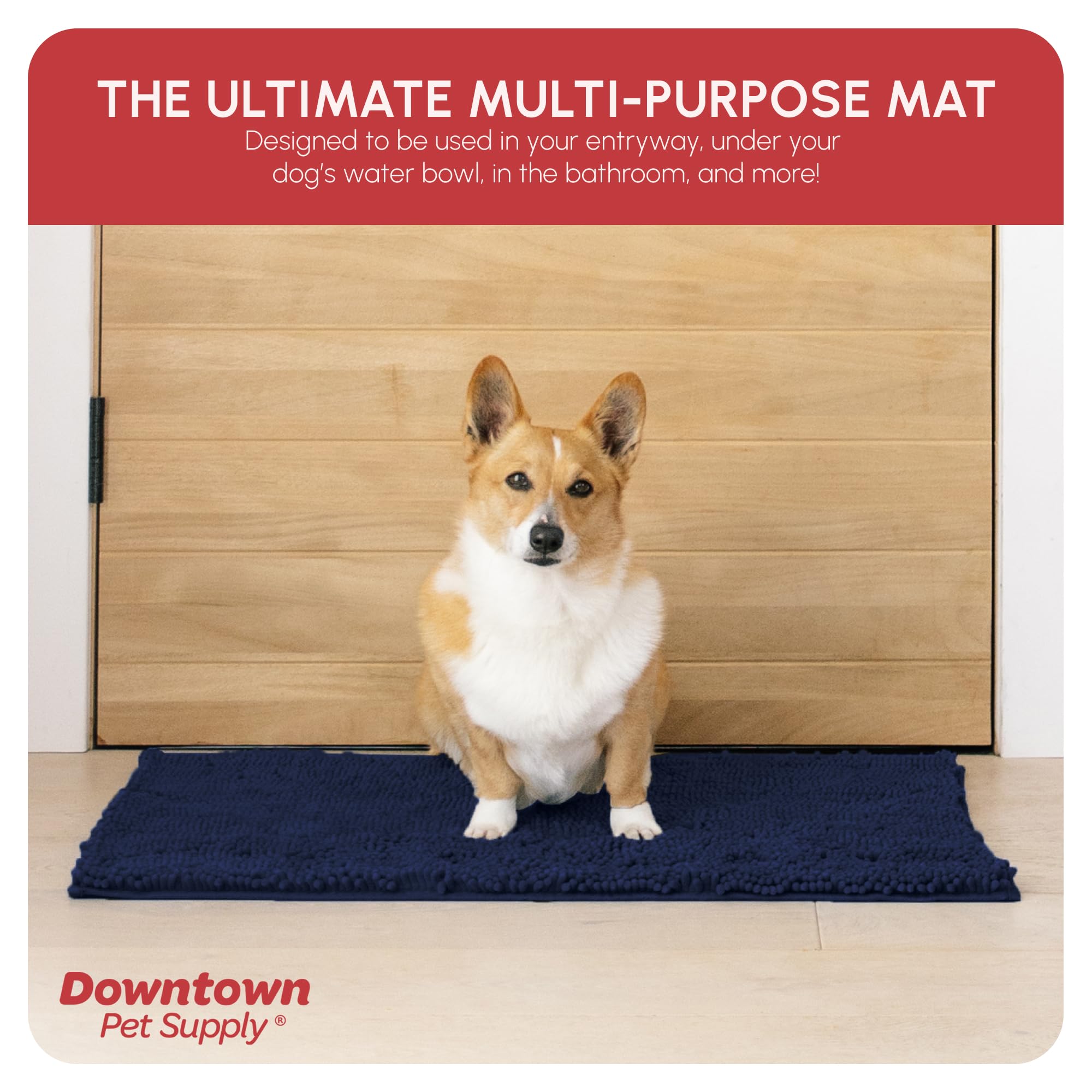 Absorbent Dog Mat by My Doggy Place, Durable, Quick-Drying, Washable, Keeps House Clean (Paw Print Design)