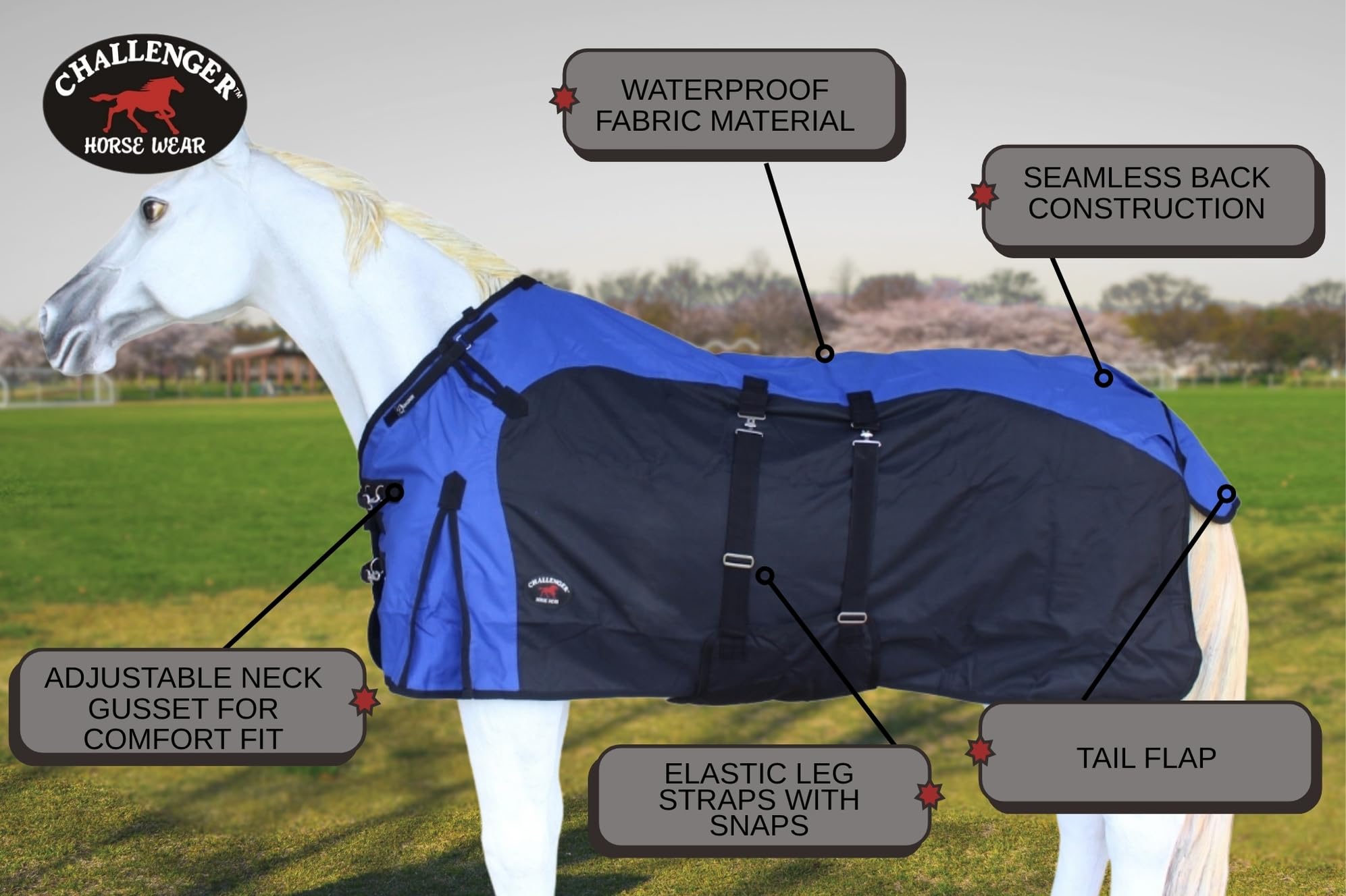 Challenger 82 1200D Turnout Waterproof Fleece Lined Medium Winter Blanket Sheet 385Lg