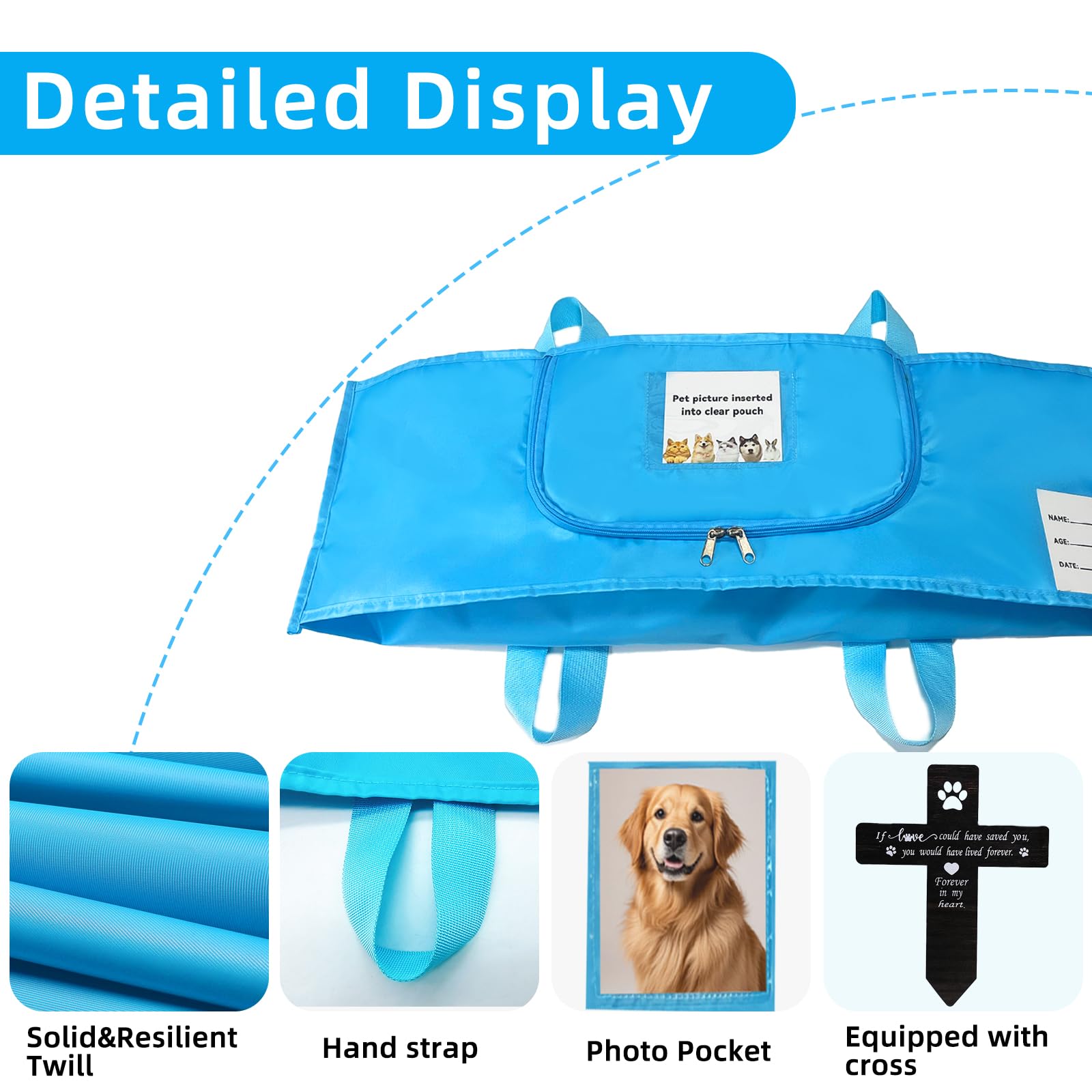 Jwizyotr Eco-Friendly Pet Casket Body Bag, Pet Burial Box With Dignity, Dog Casket For Burial And Cremation By Customizing With
