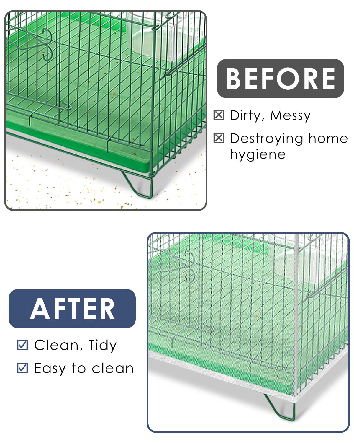 Bissap Bird Cage Seed Catcher, Universal Birdcage Net Nylon Adjustable Elastic Band Stretchy Skirts Mesh Cover for Parrot Cage S