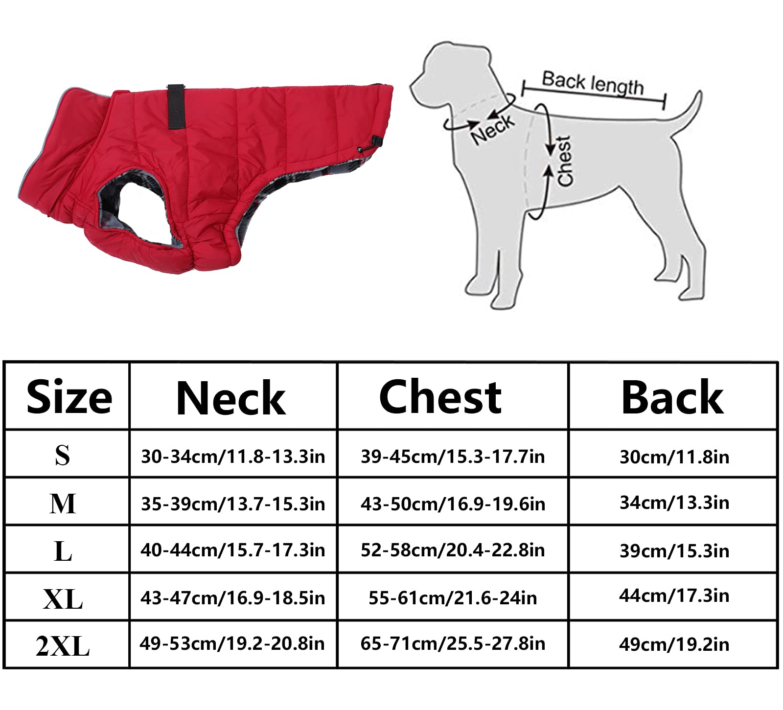 Geyecete Dog Winter Warm Coat Dog Winter Jacket Windproof Snowproof,Pet Outdoor Jacket Dog Jacket For Small Medium Large Dogs-Red-S