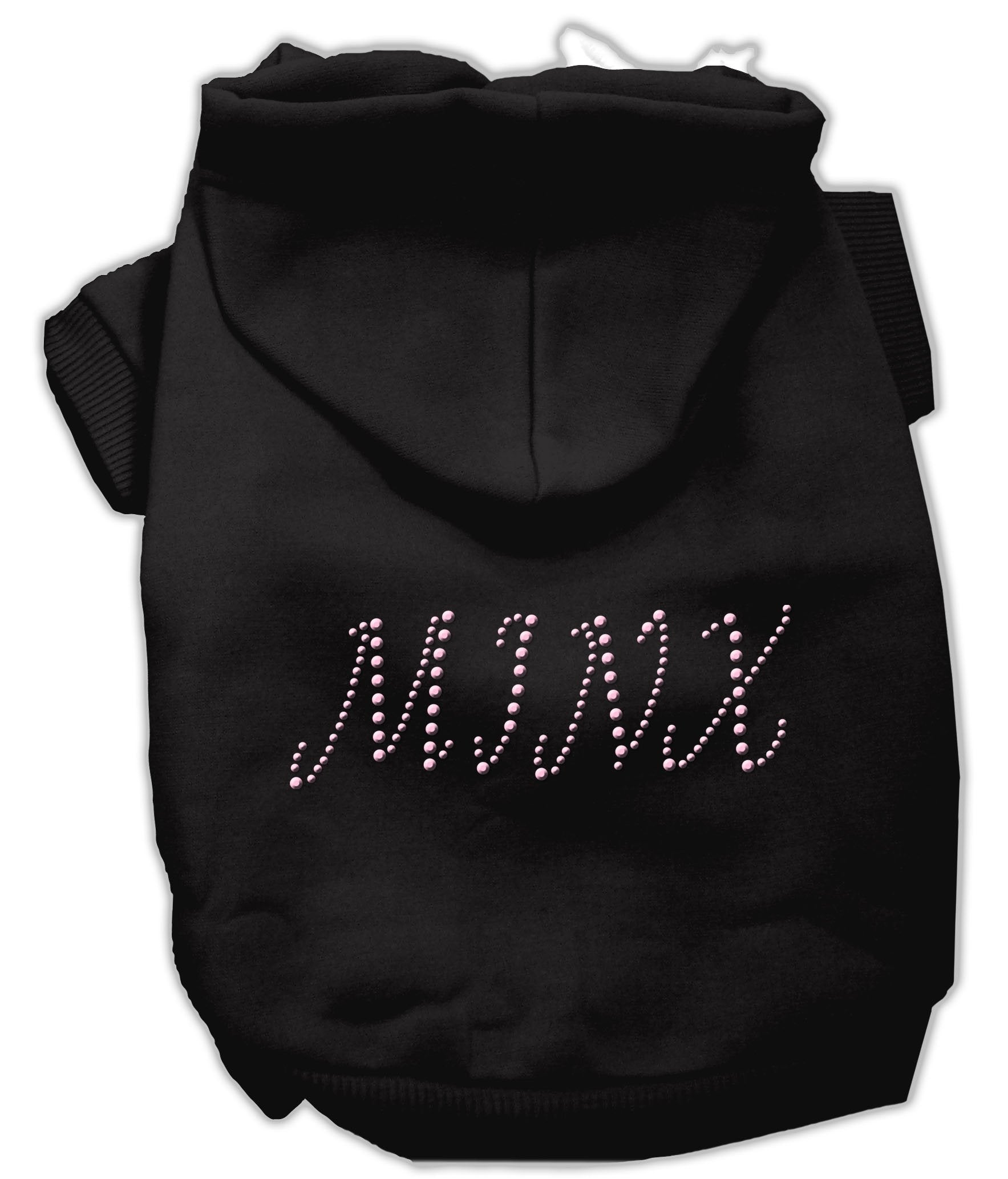 Pet, Dog & Cat Hoodie Rhinestone, "Minx" Black 3XL (25-35 lbs.)