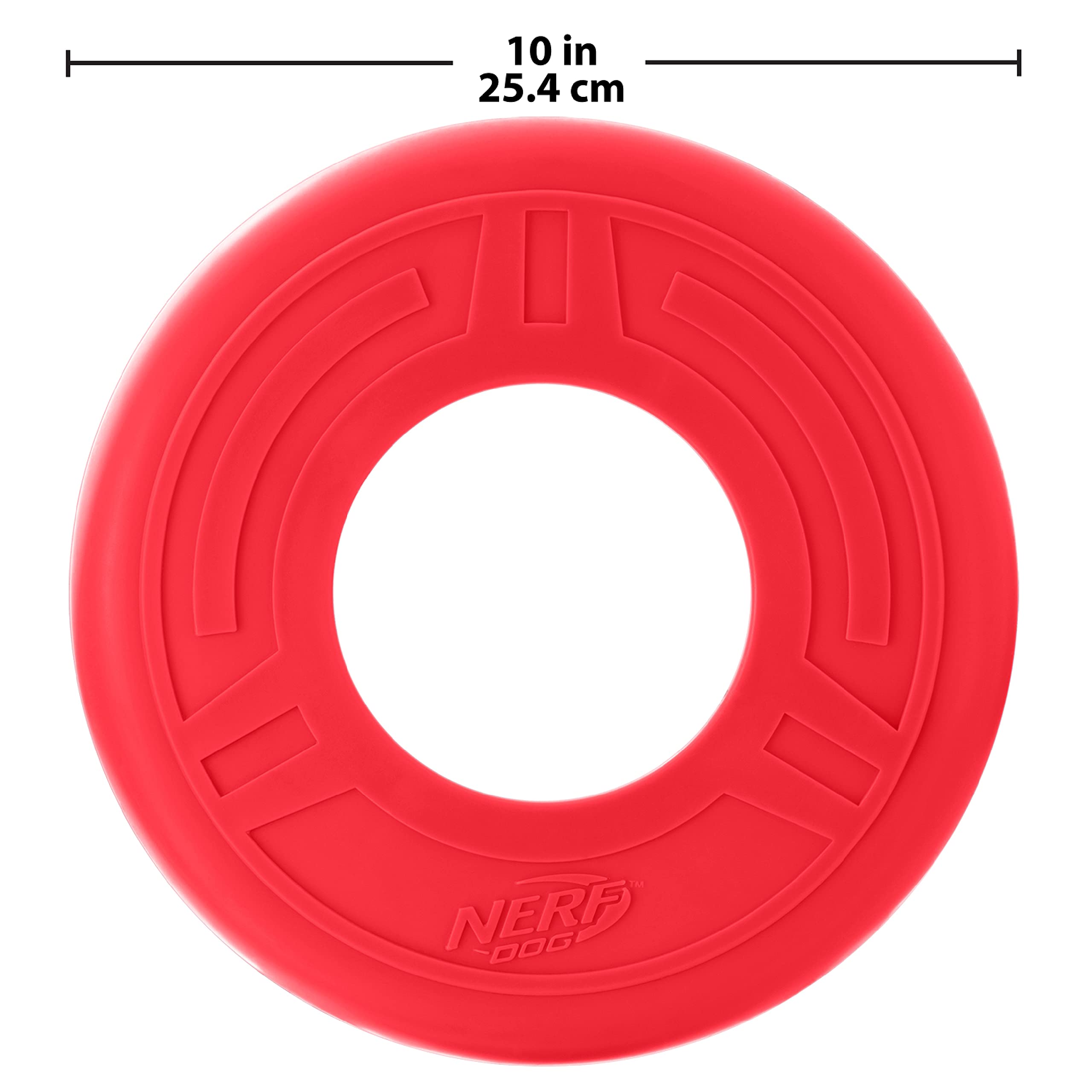 Nerf Dog Atomic Flyer Outdoor Dog Toy, 10 Inch Flying Disc Dog Fetch Toy, Rubber Dog Toy For Medium Dogs And Large Dogs, Red