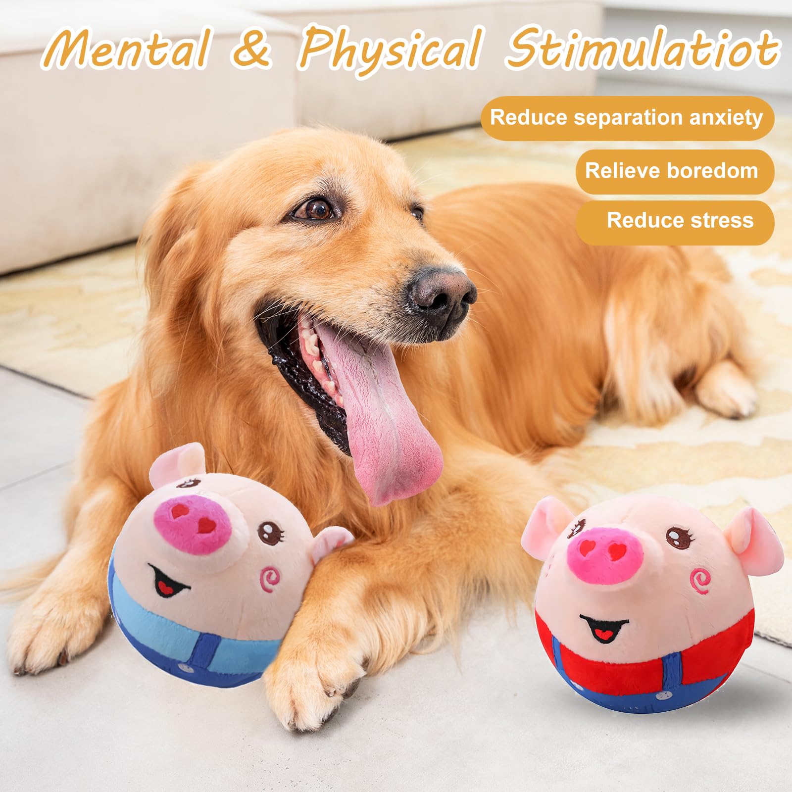 Bgyvnu Active Moving Plush Pig Toy, Smart Interactive Dog Toy, Usb Rechargeable, Washable, Cartoon Pig, 120 Music, Hamster