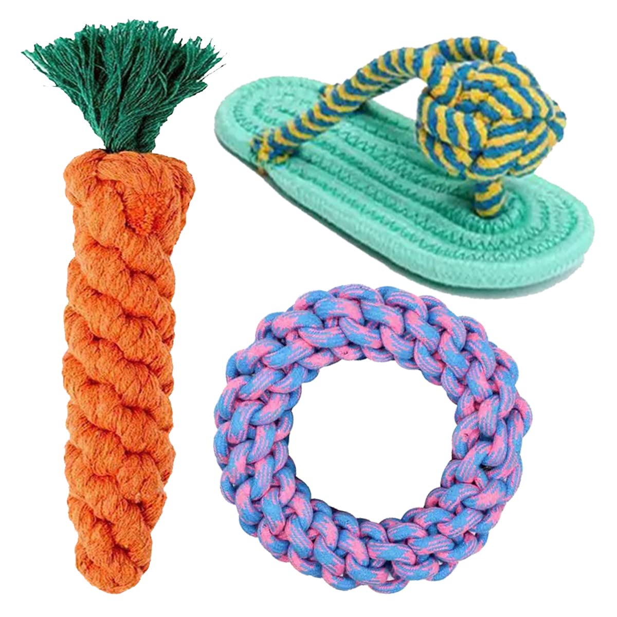 Youhavedeal Puppy Rope Chew Toys For Chewing And Teething, Comb Pack Of 3 (Color May Vary)