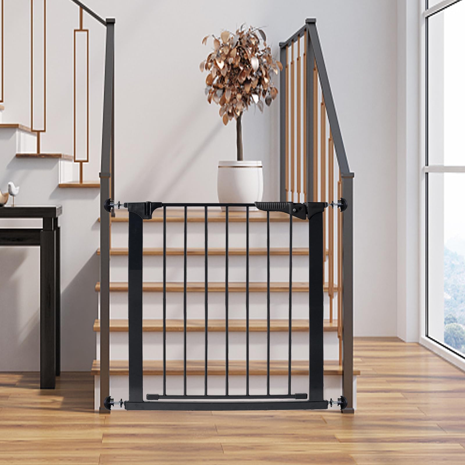 Baby Gate Banister Adapter Kit (2 Pack) Universal Hardware For Pressure Mounted Dog Gate For Stairs Banister To Wall Baby Gate Hardware Stair Gate Banister Baby Gate Extender Work On Stairs, Black