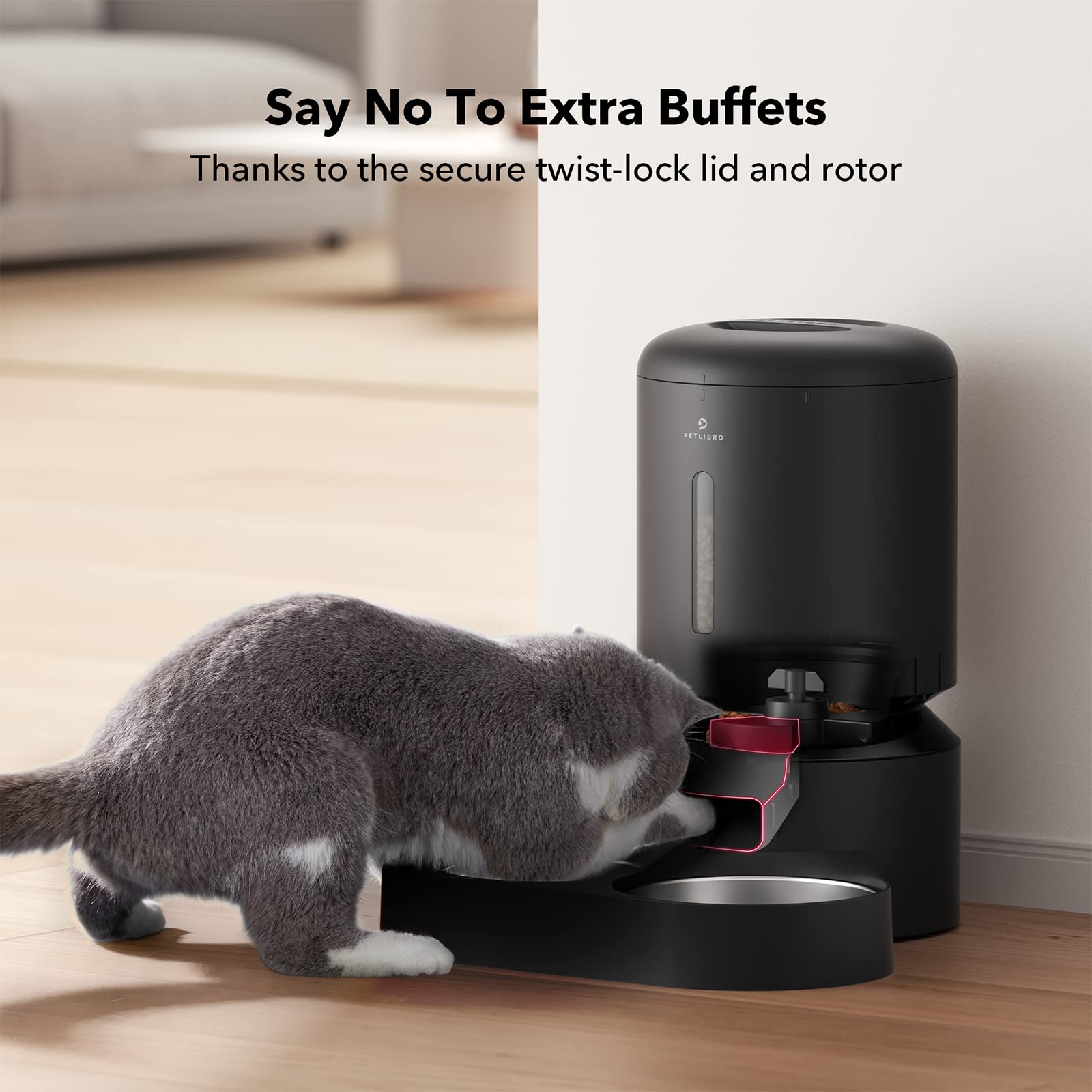 PETLIBRO Automatic Cat Food Dispenser for Two Cats 5L Auto Cat Feeder Dry Food Dispenser with Splitter & 2 Stainless Bowls, 10s