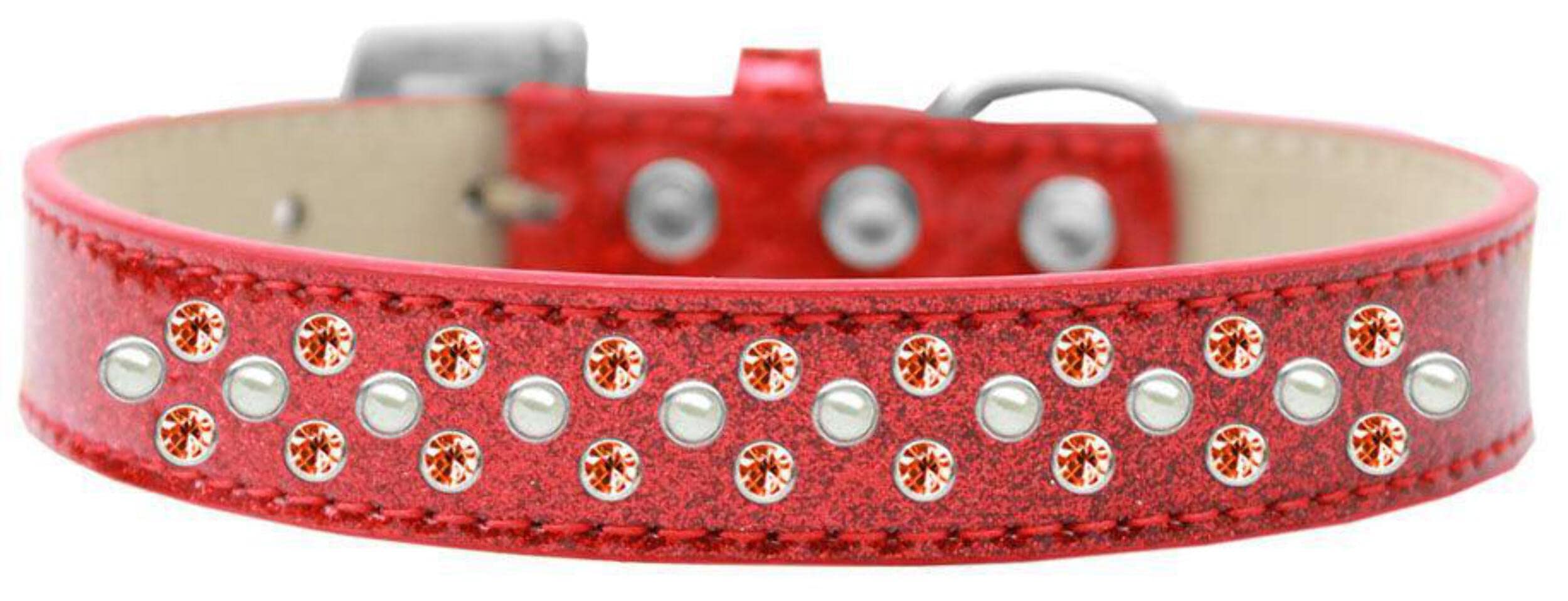 Mirage Pet Products Sprinkles Ice Cream Dog Collar with Pearl and Orange Crystals, Size 16, Black
