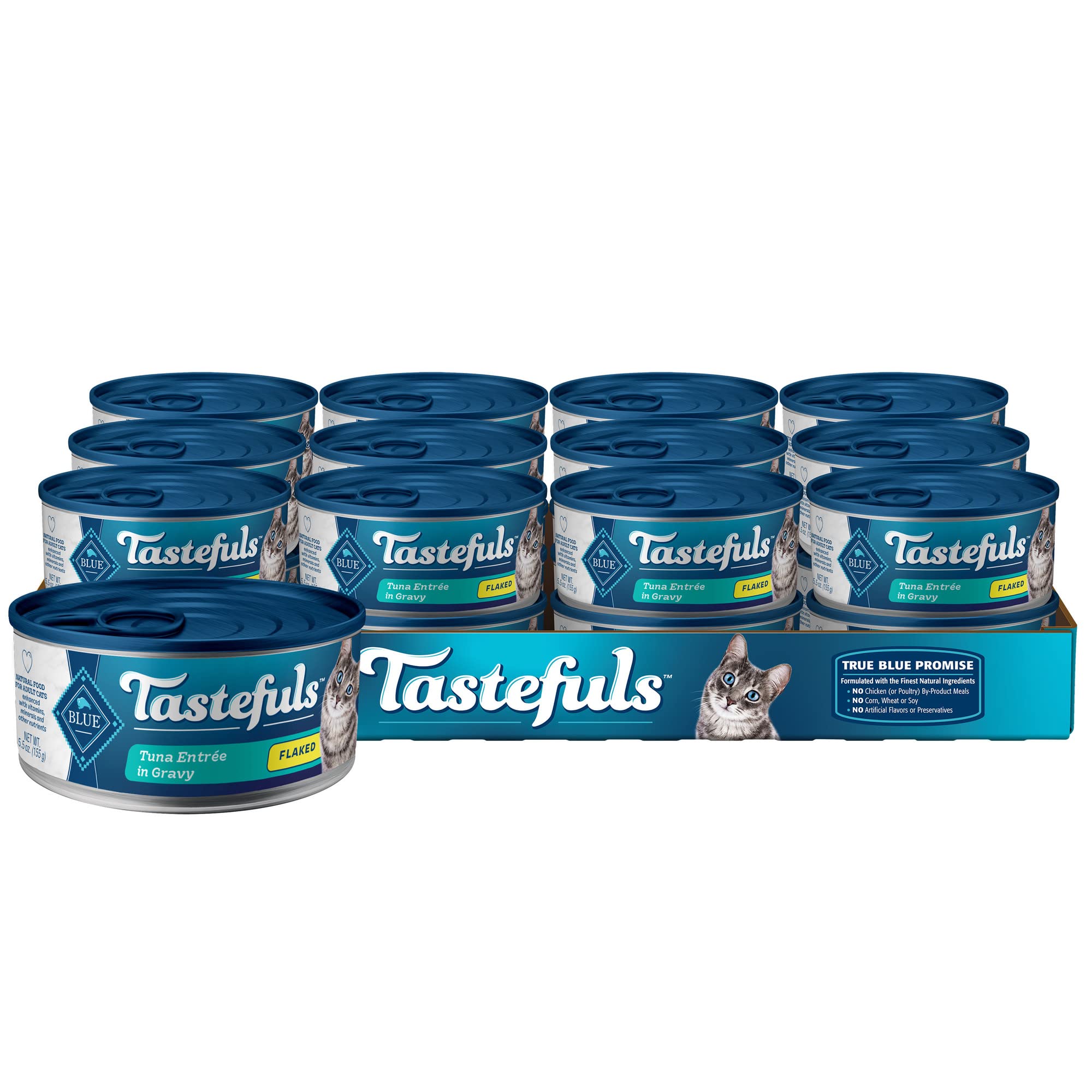 Blue Buffalo Tastefuls Flaked Wet Cat Food, Made with Natural Ingredients, Tuna Entr  e in Gravy, 5.5-oz Cans (24 Count)