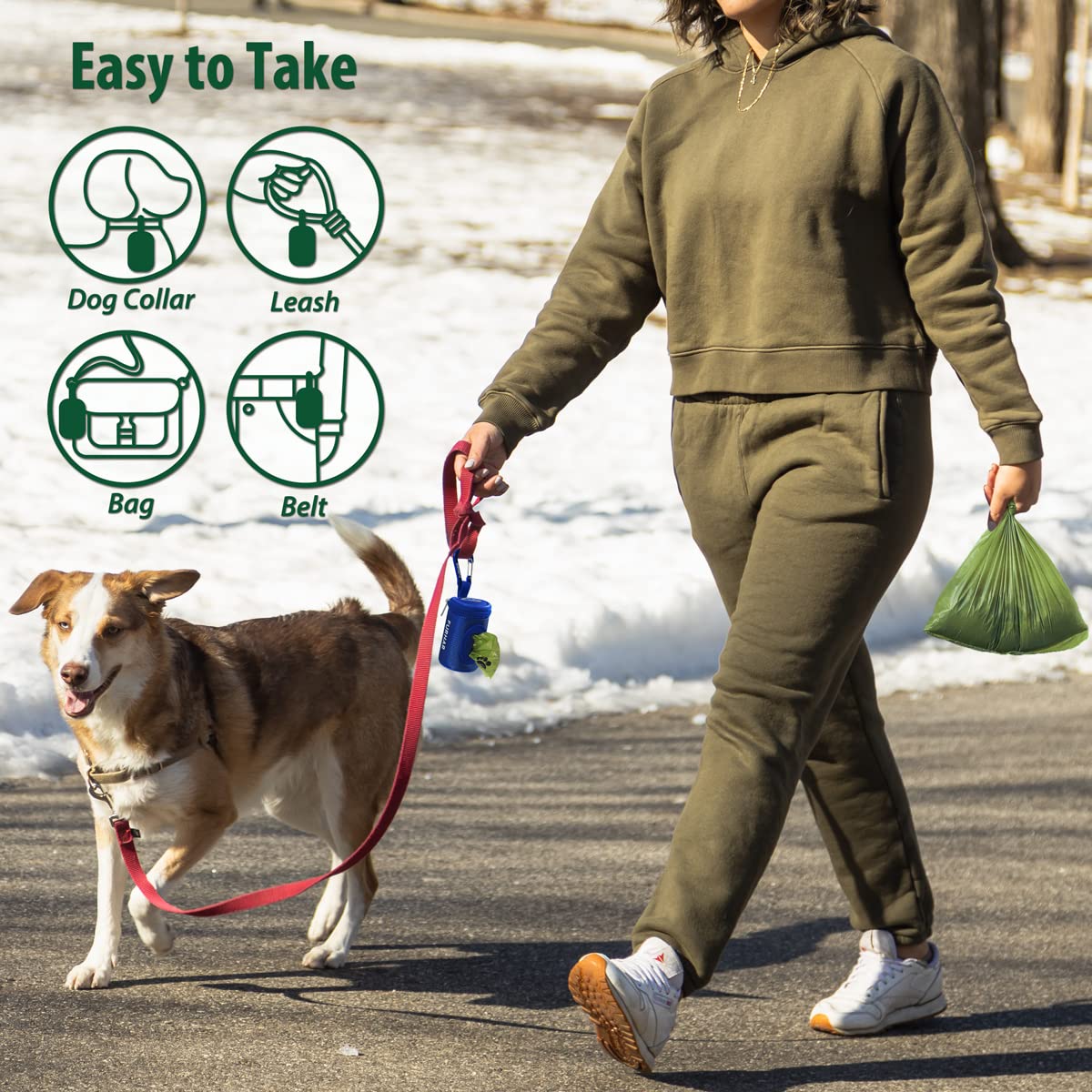 FURHAB Dog Poop Bag Holder - Soft Fabric Zipper Pouch with Carabiner, 1 Count, Royal Blue, 1680D Nylon, Model PBD-RB