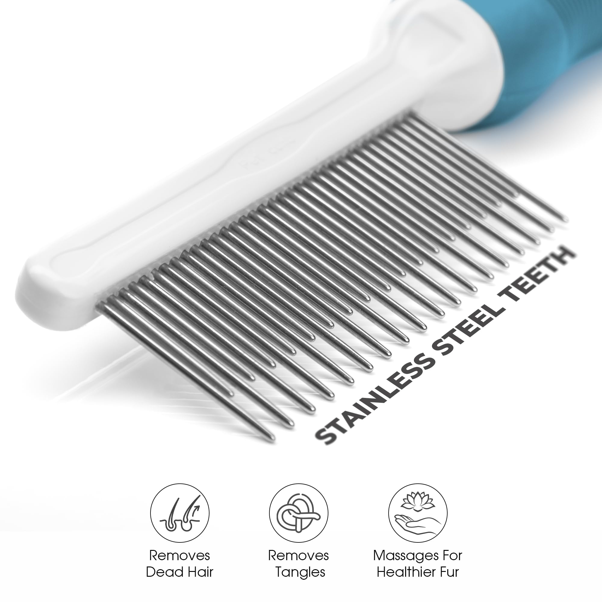 Poodle Grooming Comb - Metal Dematting Comb With Long & Short Stainless Steel Teeth For Removing Matted Hair & Knots, Safe And Gentle For Dogs & Cats