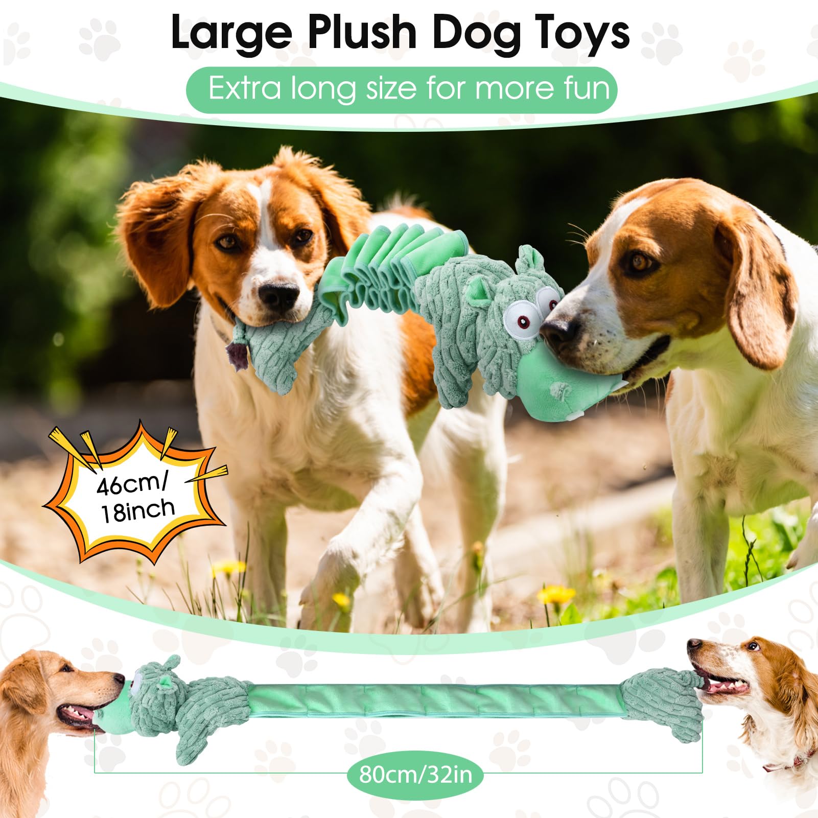 Large Squeaky Dog Toys And Interactive Dog Tug-Of-War Toy, Tough Plush Dog Toy, Cute Puppy Toys, Pet Chewable Toys Plaything For