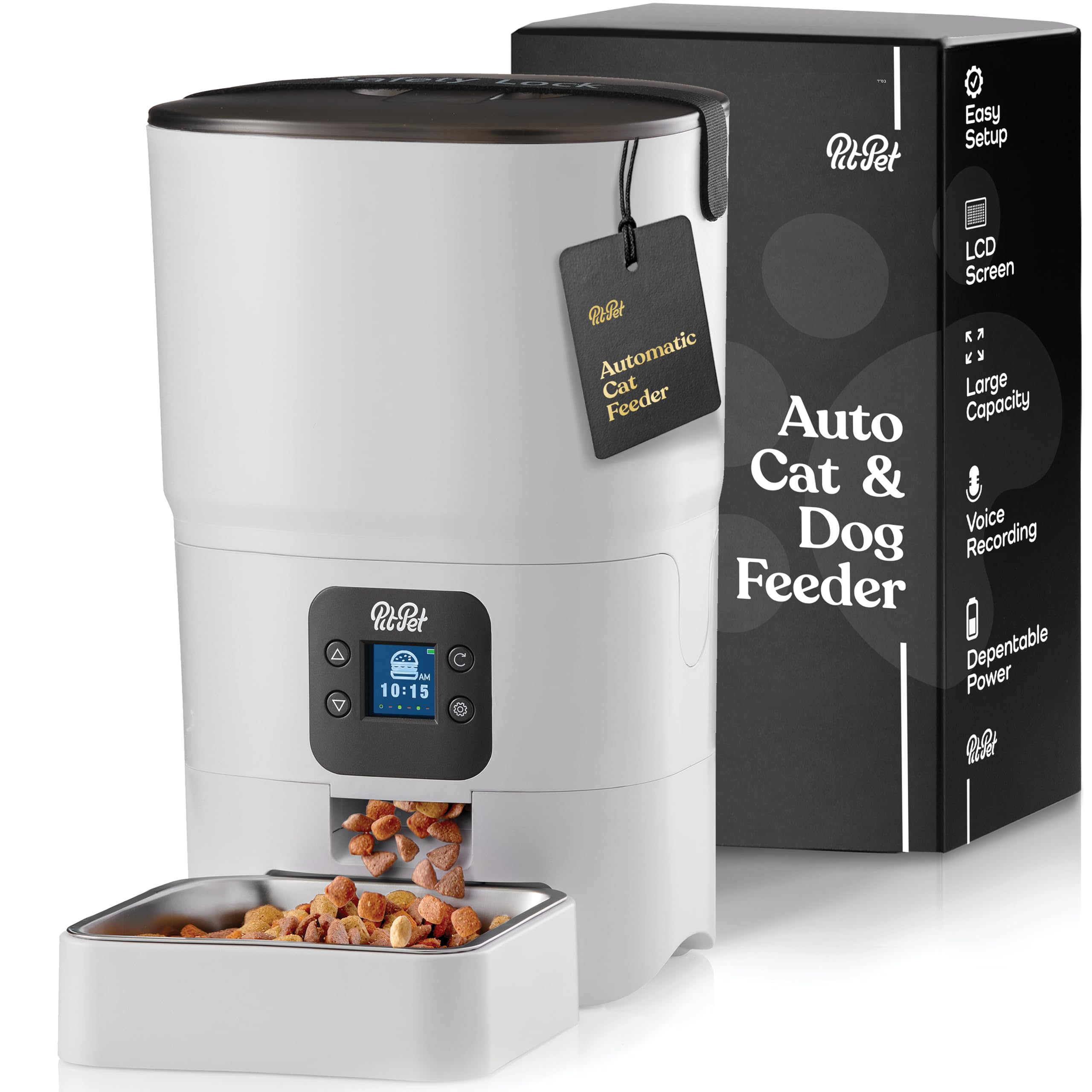 Smart Automatic Cat Feeder  6L Reliable Automatic Cat Food Dispenser with Display LCD Screen for Easy Set Up  (White)