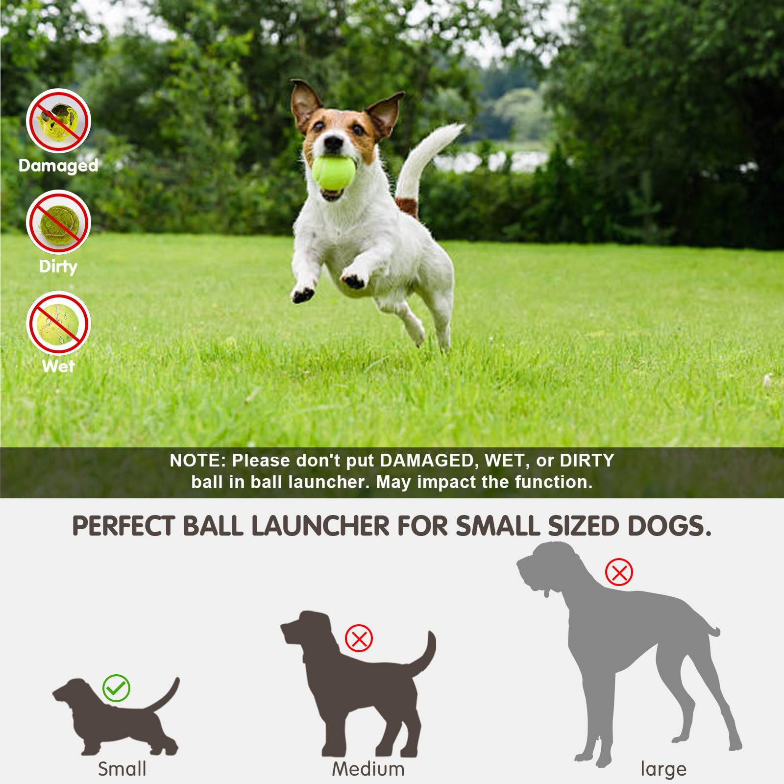 MEKAPLE Automatic Dog Ball Launcher, Dog Ball Thrower with 15 Mini Tennis Balls Sizing 2 Inch and Mesh Bag, Interactive Dog Toys