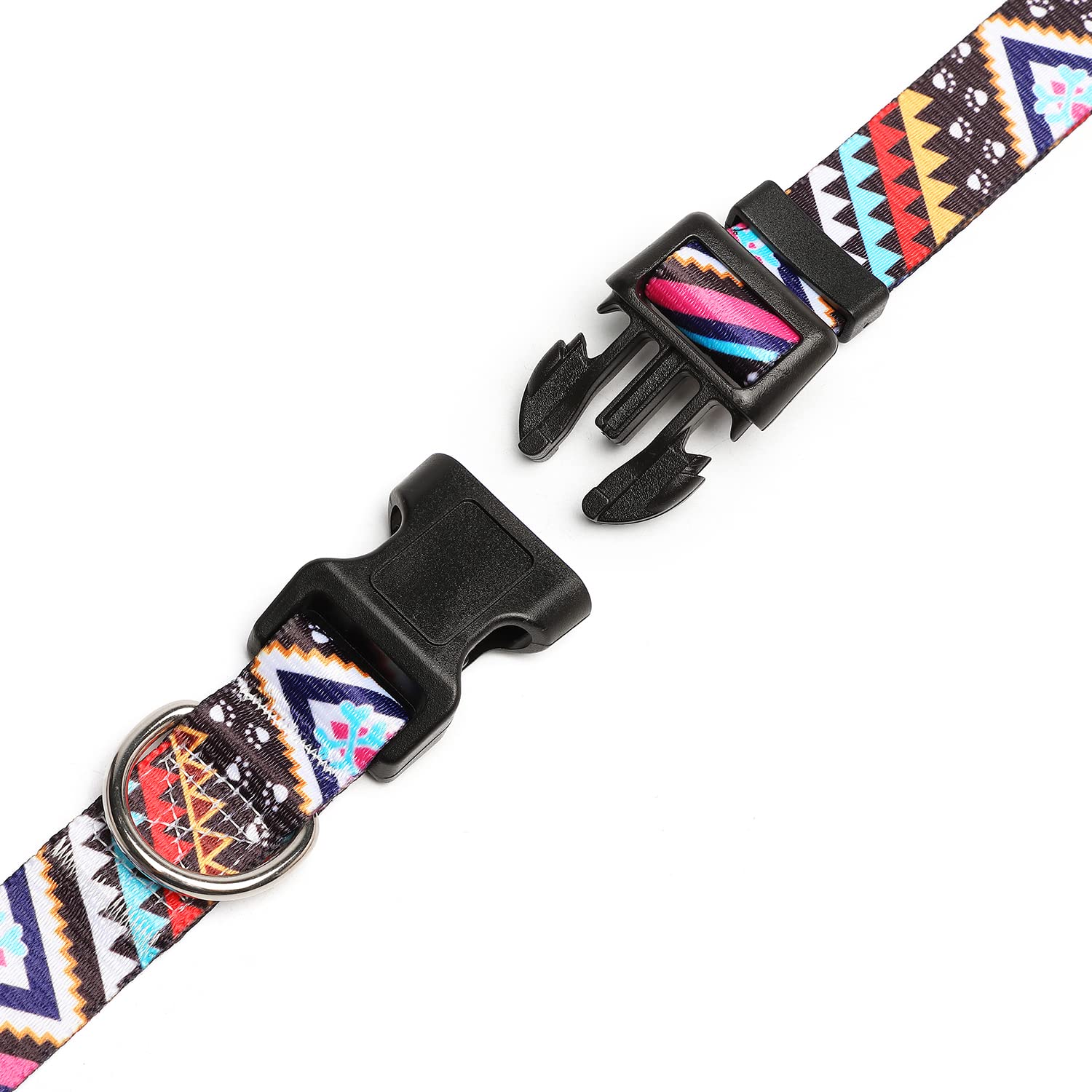 Mercano Adjustable Dog Collar - Special Design Patterns, Soft Nylon Comfortable Durable Pet Collar For Small Medium Large Dogs (S, Ethnic Pink)