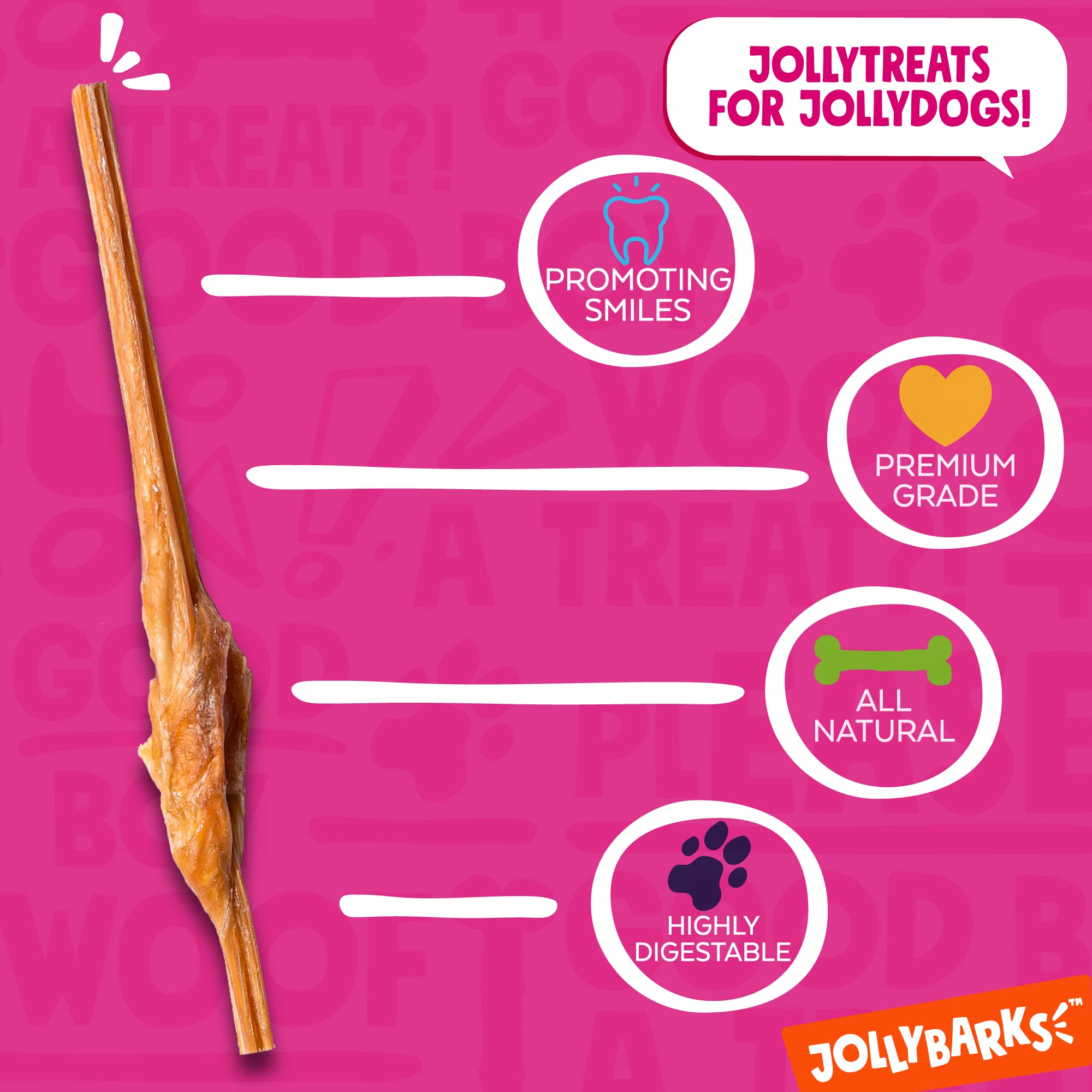 Jolly Barks Junior Bully Sticks for Small Dogs | All Natural, Single Ingredient Bully Sticks for Puppies to Medium Dogs (12 Inch