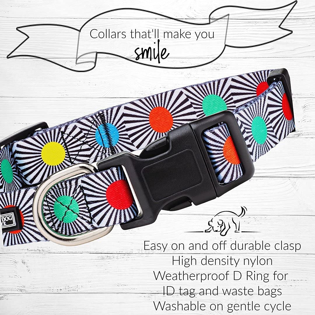 Lucky Love Dog, Adjustable Fun Style Collar For Dogs, Comfortable & Soft Bright Color Dog Collar - (Medium, Soco Collar)
